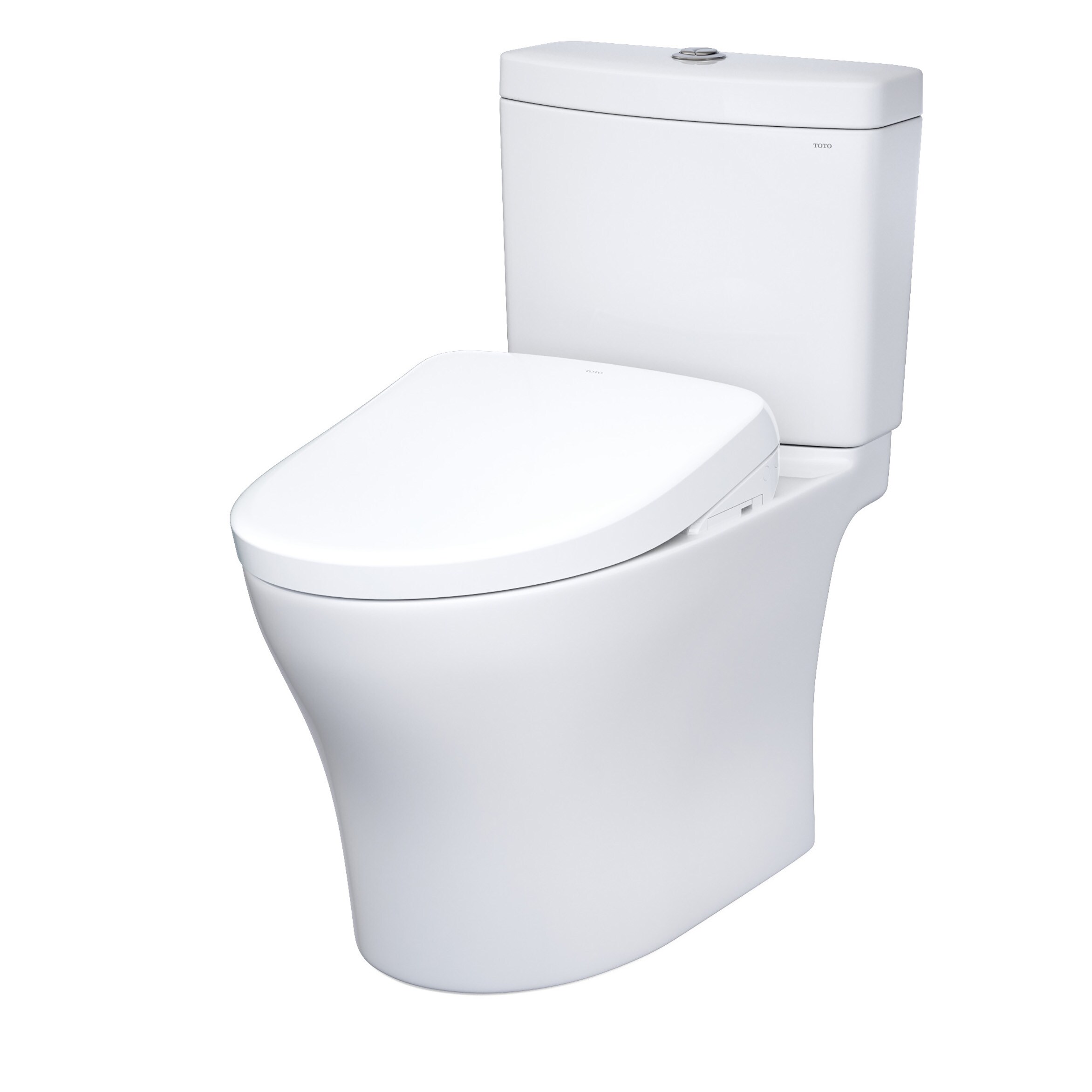 TOTO Aquia Algodón Blanco Inodoro de Doble Descarga con Altura Personalizada y Cierre Suave Bidé de 2 Piezas con descarga de 1.28 GPF y Entrada de 12 pulgadas.