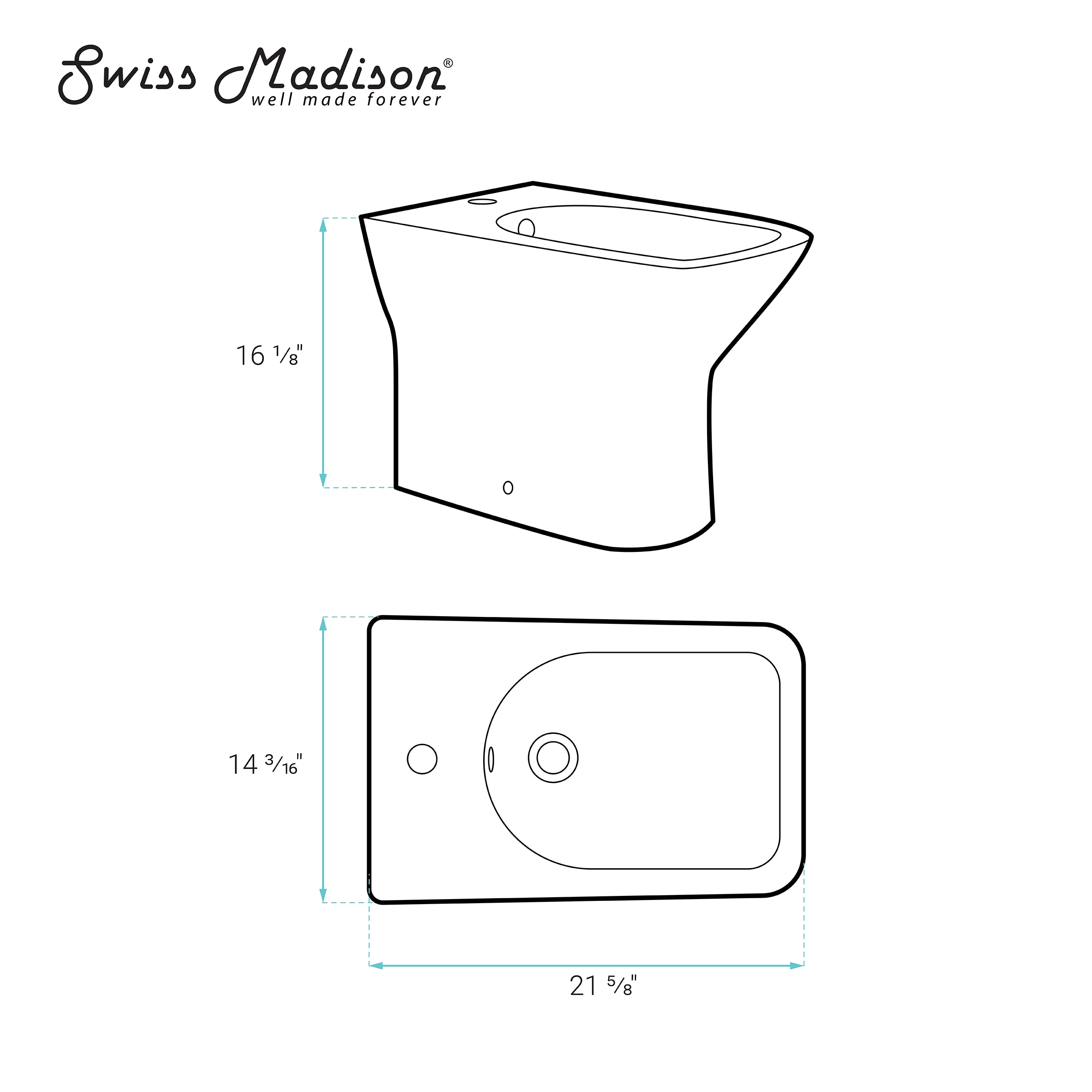 Bidet alargado en negro mate de altura estándar Swiss Madison SM-25-BDCHR04BK.