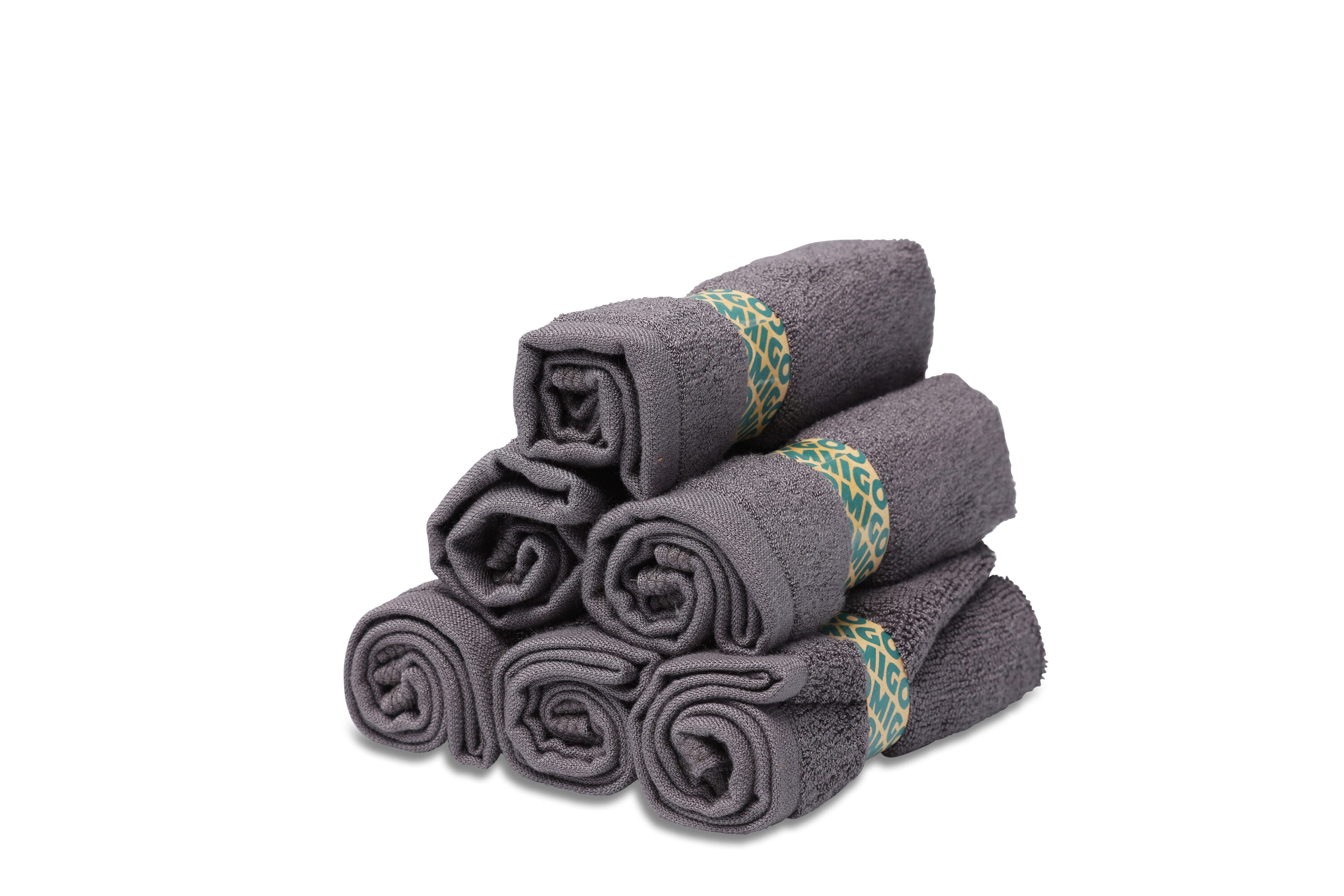 Toallas para bidé de bambú Brondell Omigo, Paquete de 6, Carbón