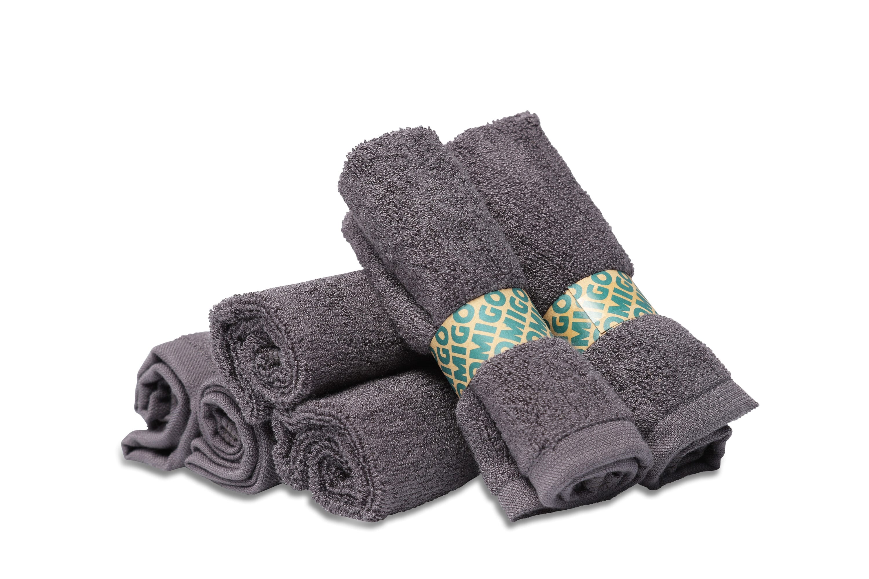Toallas para bidé de bambú Brondell Omigo, Paquete de 6, Carbón