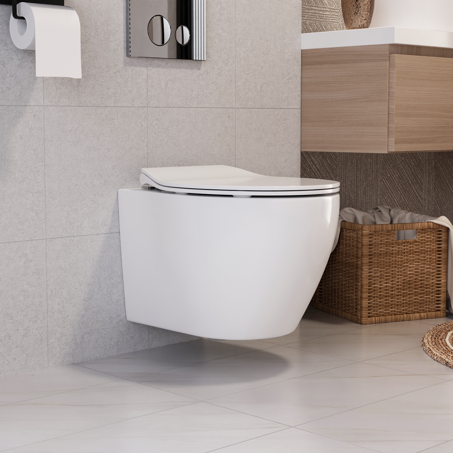 Taza de baño colgante alargada blanca DeerValley Liberty DV-1F0069