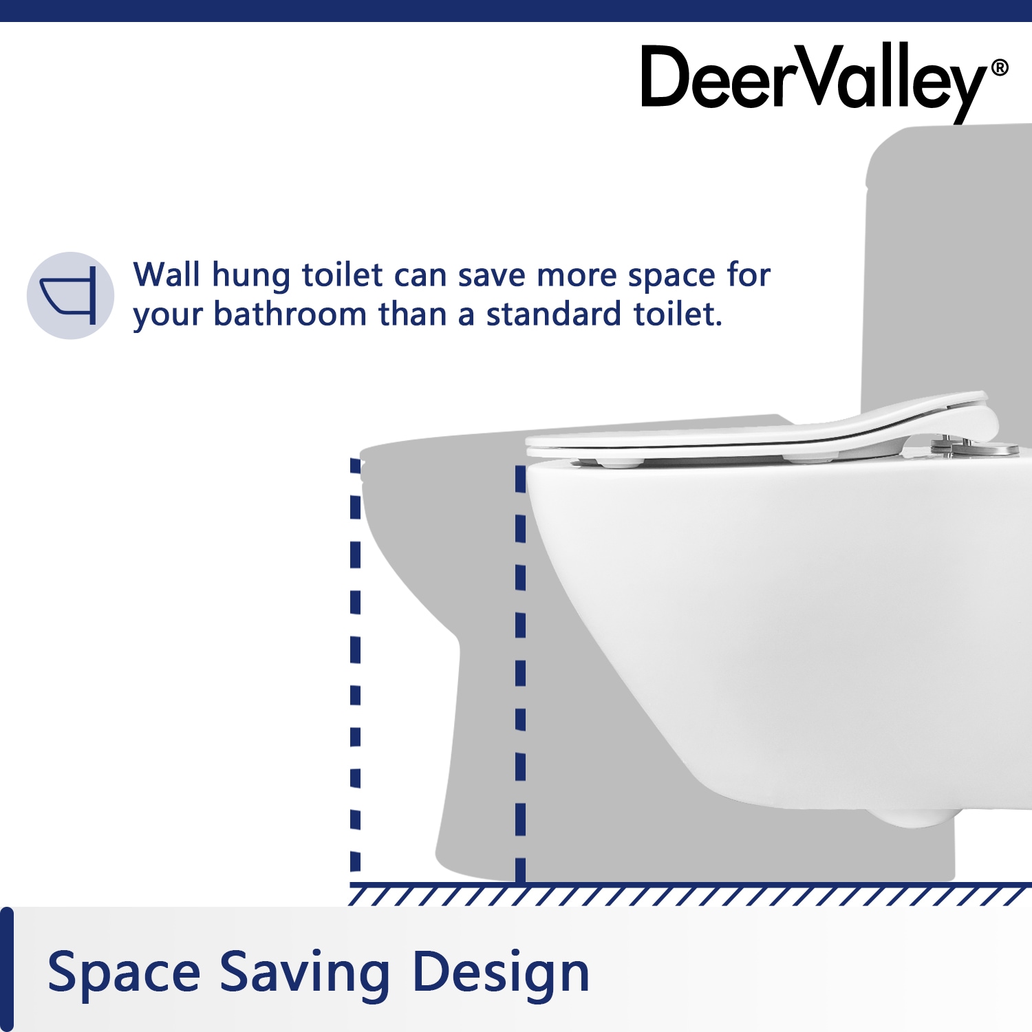 Taza de baño colgante alargada blanca DeerValley Liberty DV-1F0069