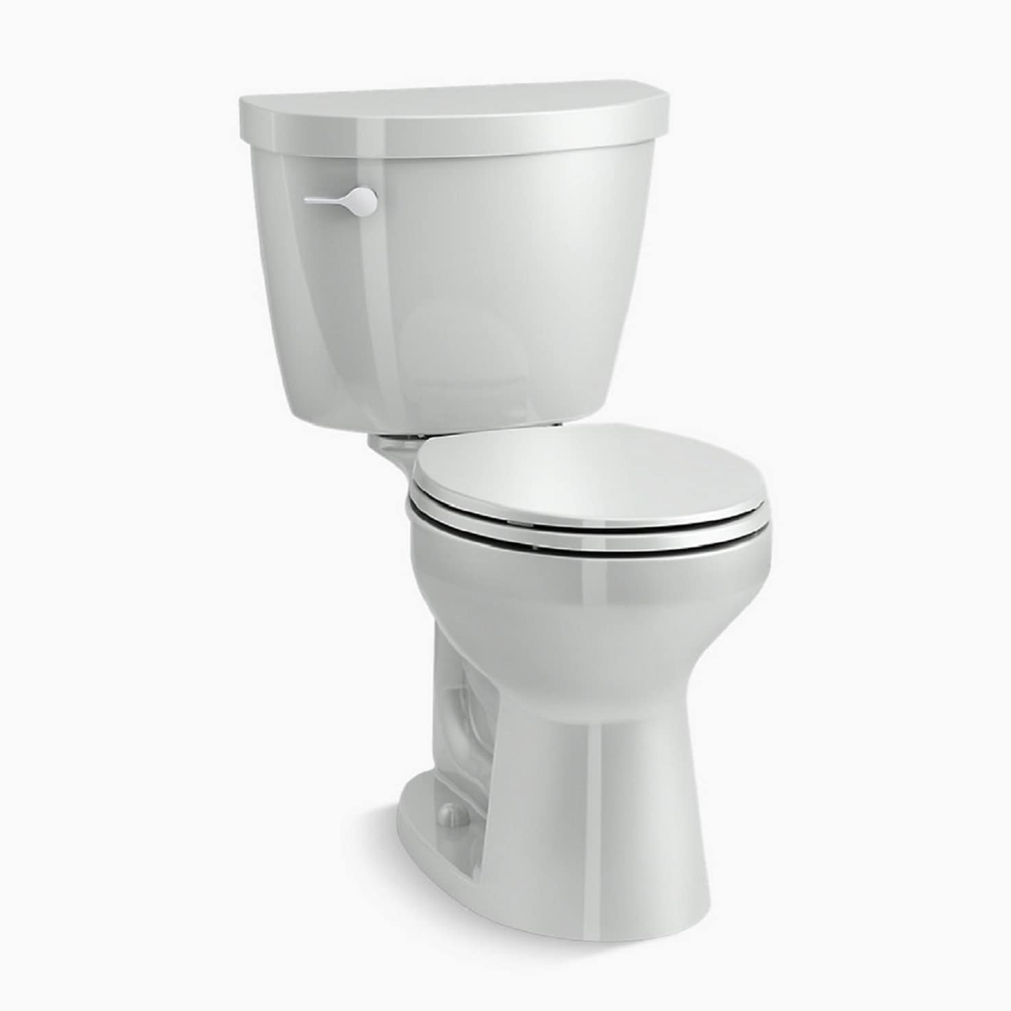 Taza de baño redonda color gris hielo de altura de silla de la marca KOHLER con descarga de 12 pulgadas modelo 31589-95.