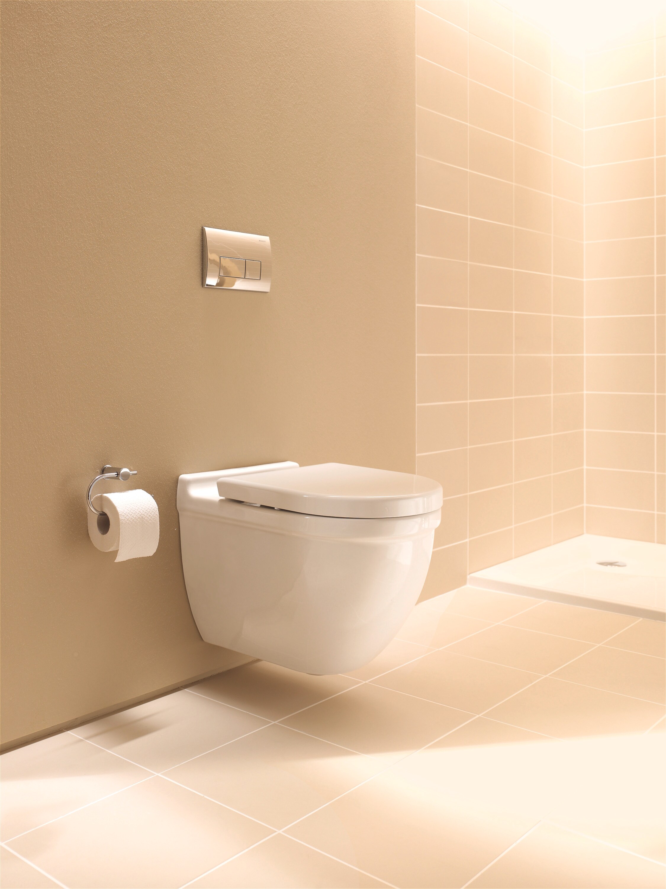 Taza de baño alargada en color blanco, altura estándar de la serie Duravit Starck 3