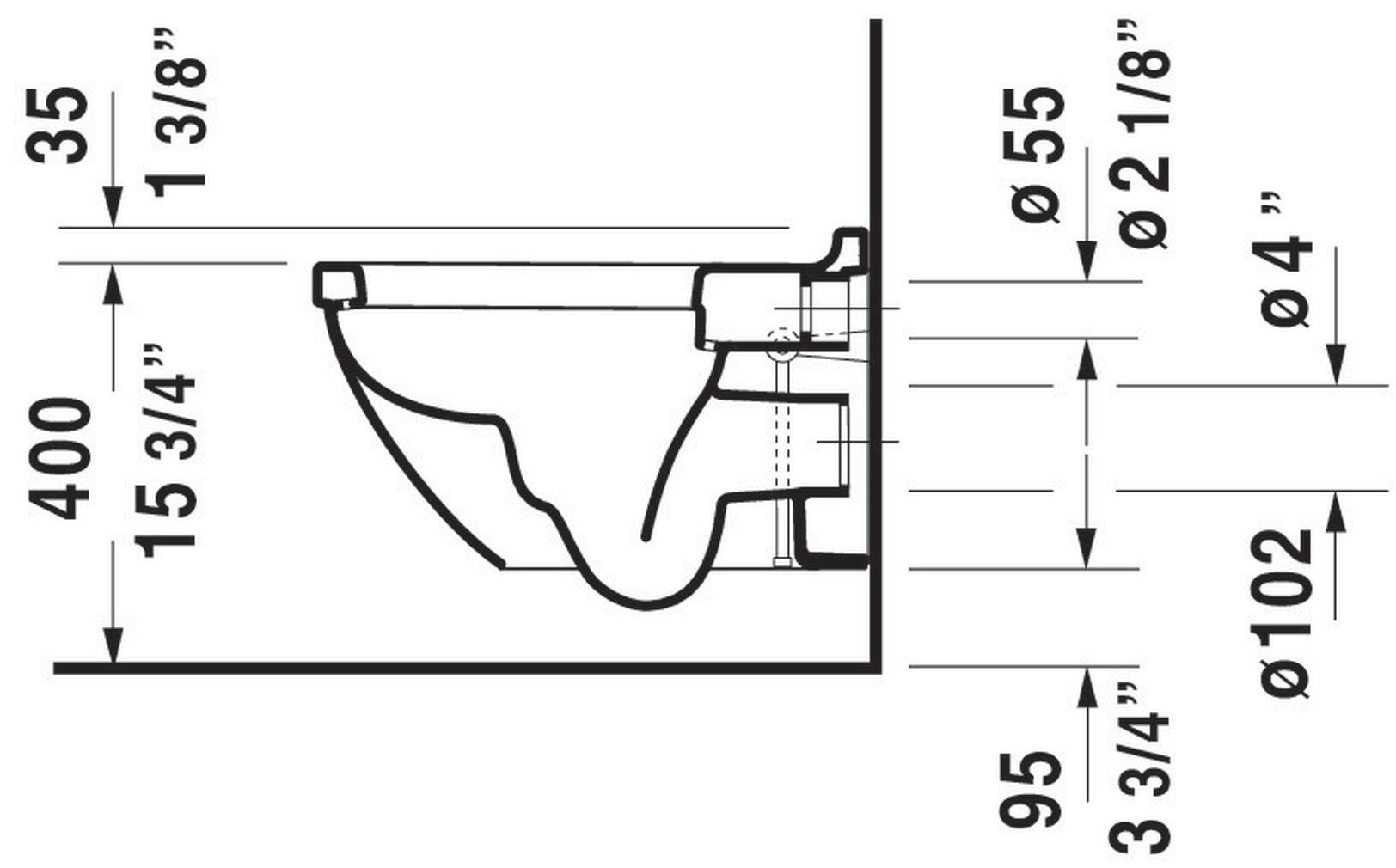Taza de baño alargada en color blanco, altura estándar de la serie Duravit Starck 3