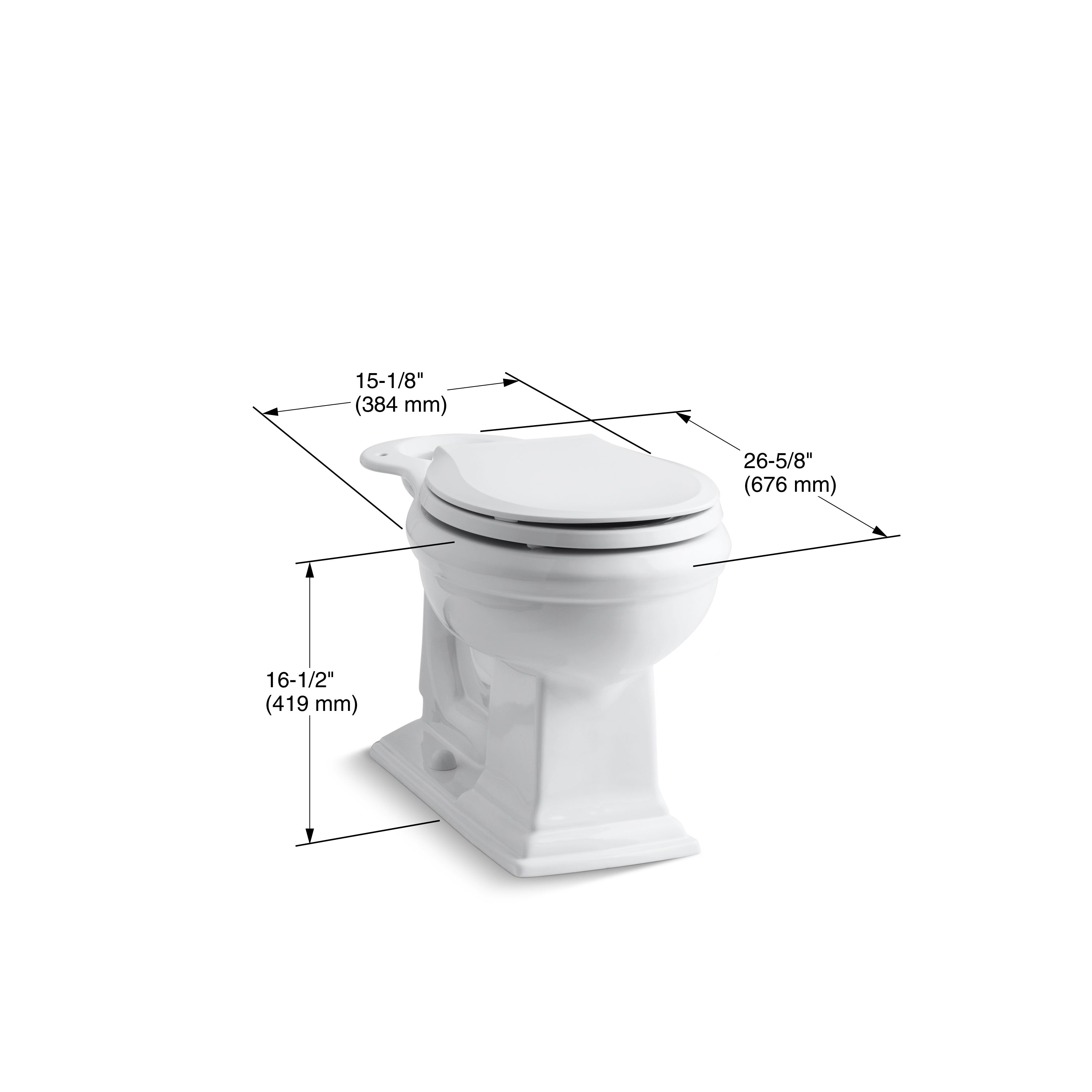 Inodoro redondo tipo silla de altura estándar KOHLER Memoirs blanco con desagüe de 12 pulgadas 4387-0.