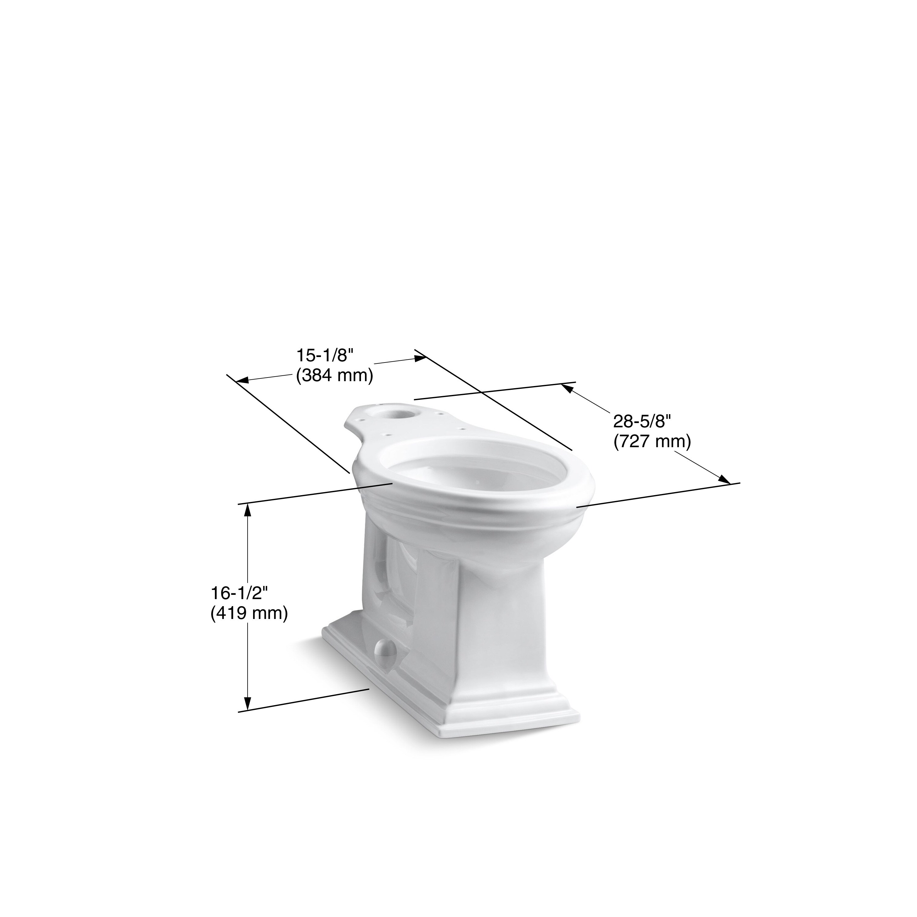 Inodoro alargado Kohler Memoirs blanco a altura de silla con descarga de 12 pulgadas 4380-0.