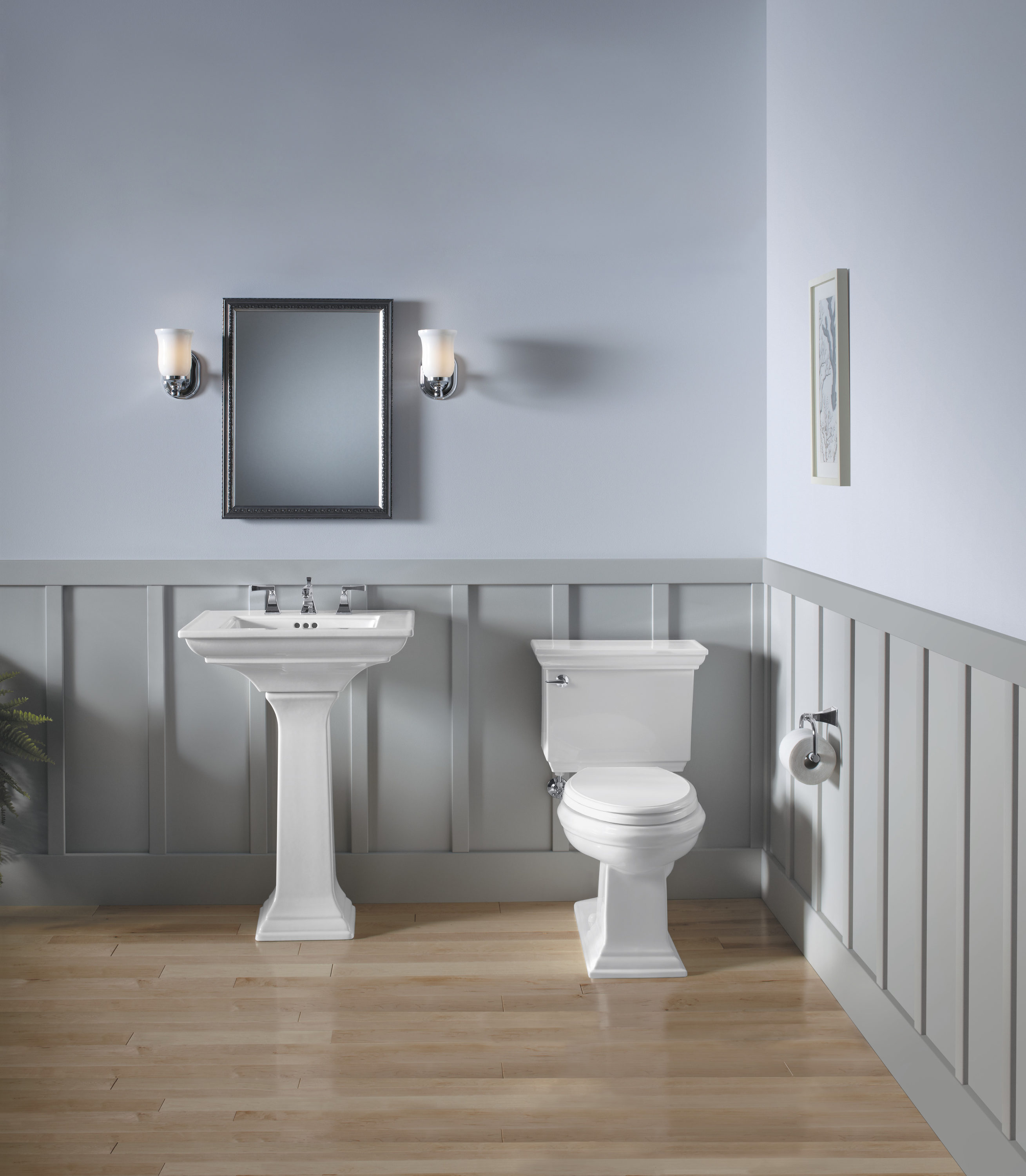 Inodoro alargado Kohler Memoirs blanco a altura de silla con descarga de 12 pulgadas 4380-0.