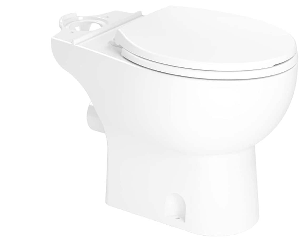 Taza de baño alargada de altura de silla blanca SANIFLO con 7 pulgadas de desagüe