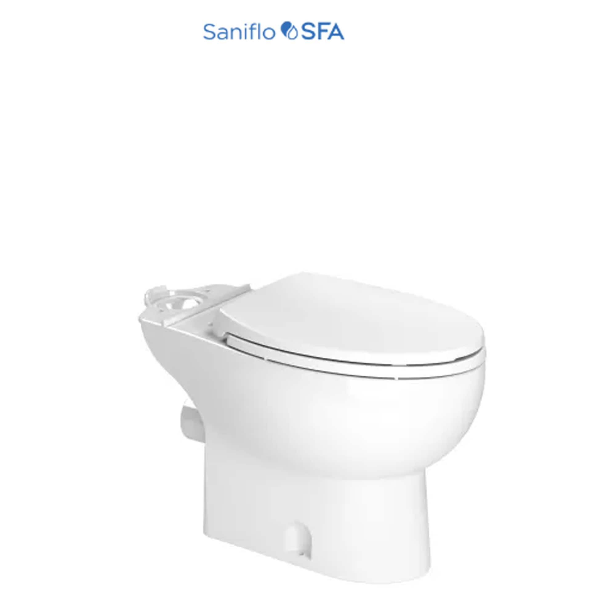 Taza de baño alargada de altura de silla blanca SANIFLO con 7 pulgadas de desagüe