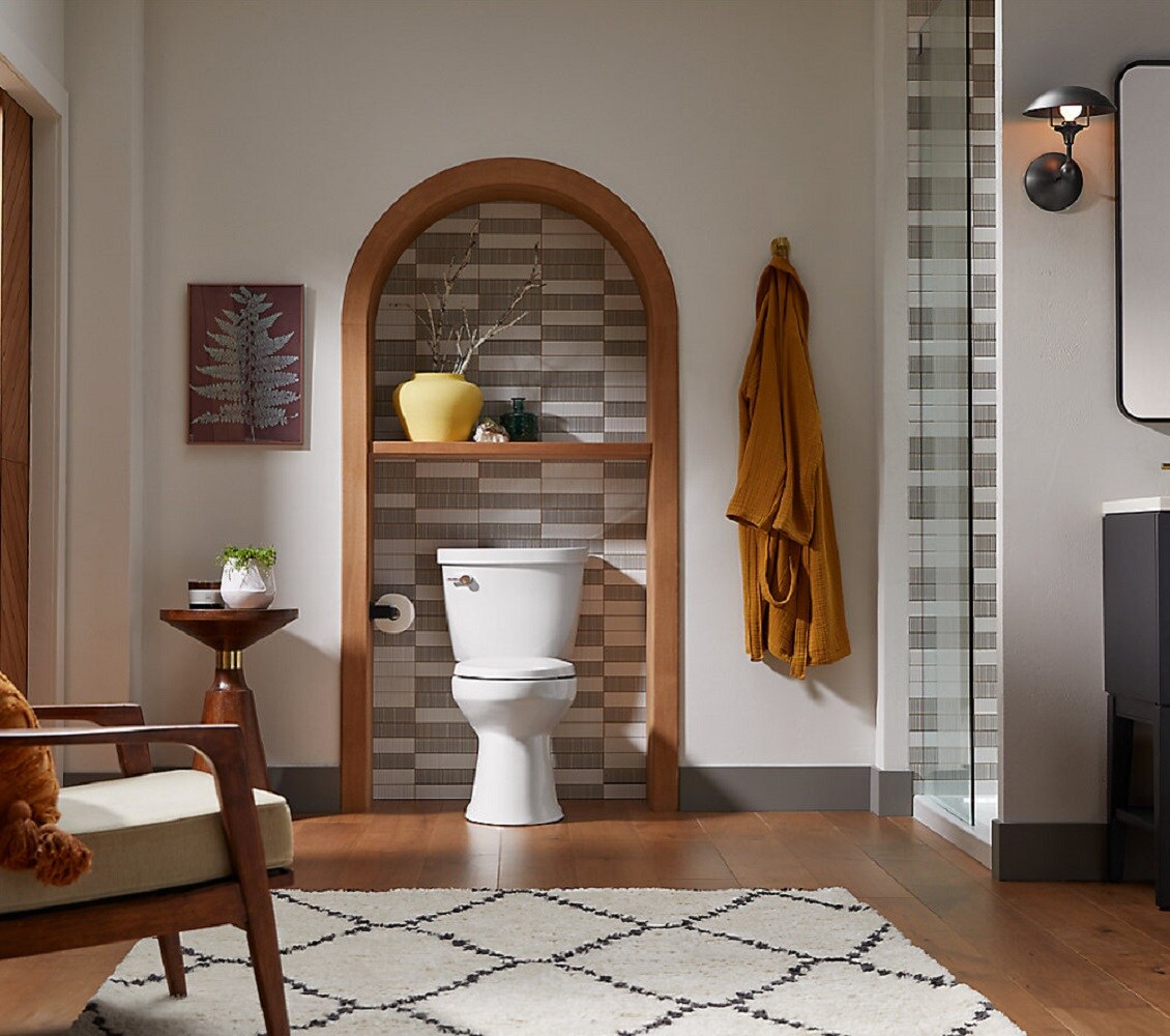 Bowl de baño redondo en altura de silla color almendra de KOHLER con distancia de 12 pulgadas - 31589-96