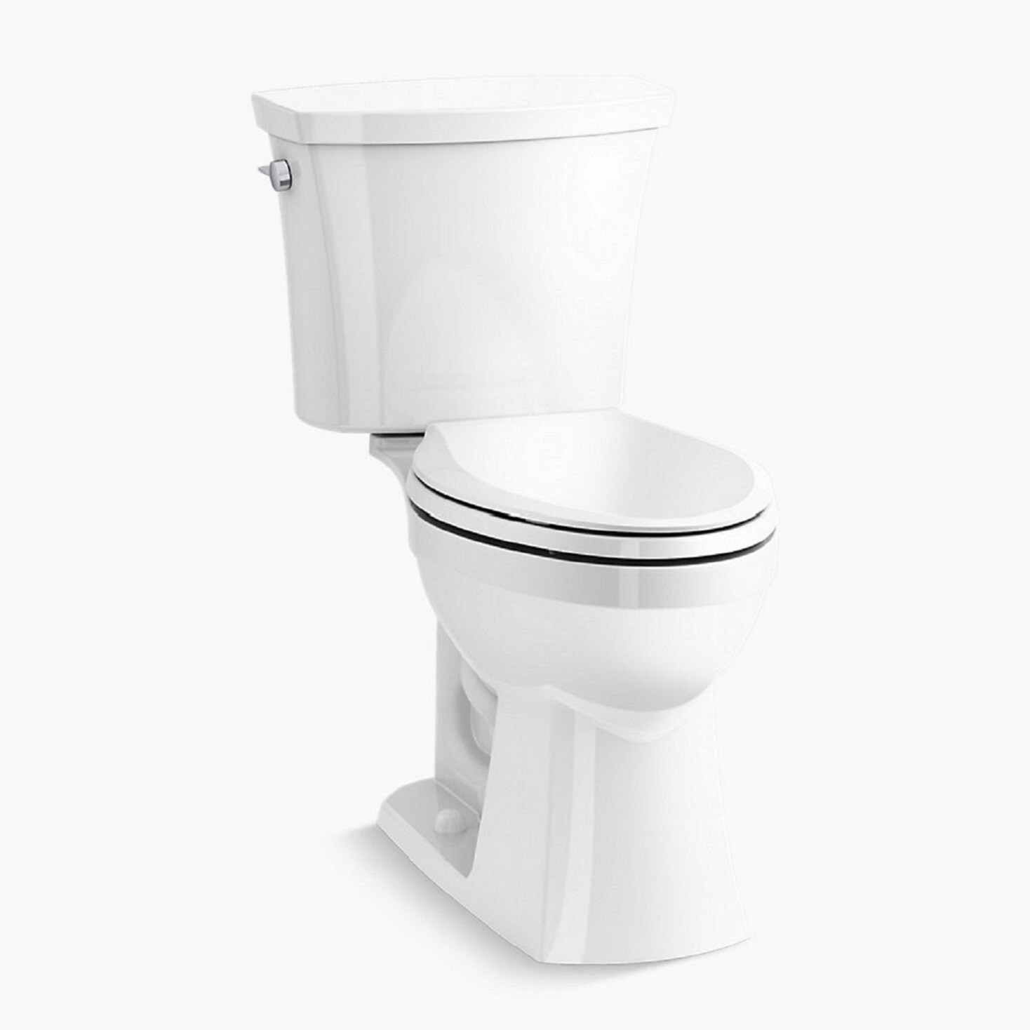 Taza de baño alargada en color blanco de altura de silla y con distancia de 12 pulgadas, modelo 32809-0 de KOHLER
