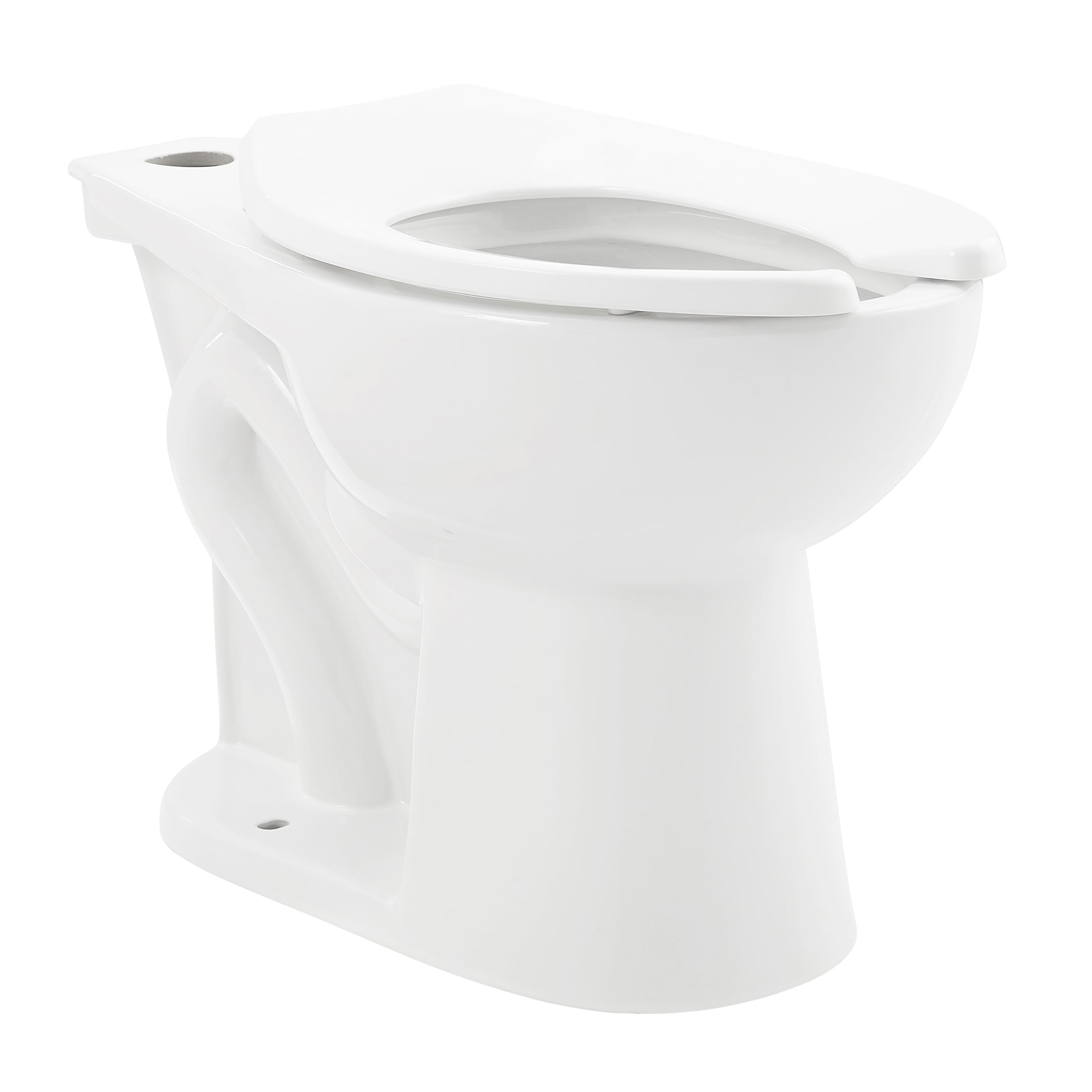 Taza de baño alargada en blanco brillante Swiss Madison Chalon con altura estándar de 7 pulgadas de desagüe.