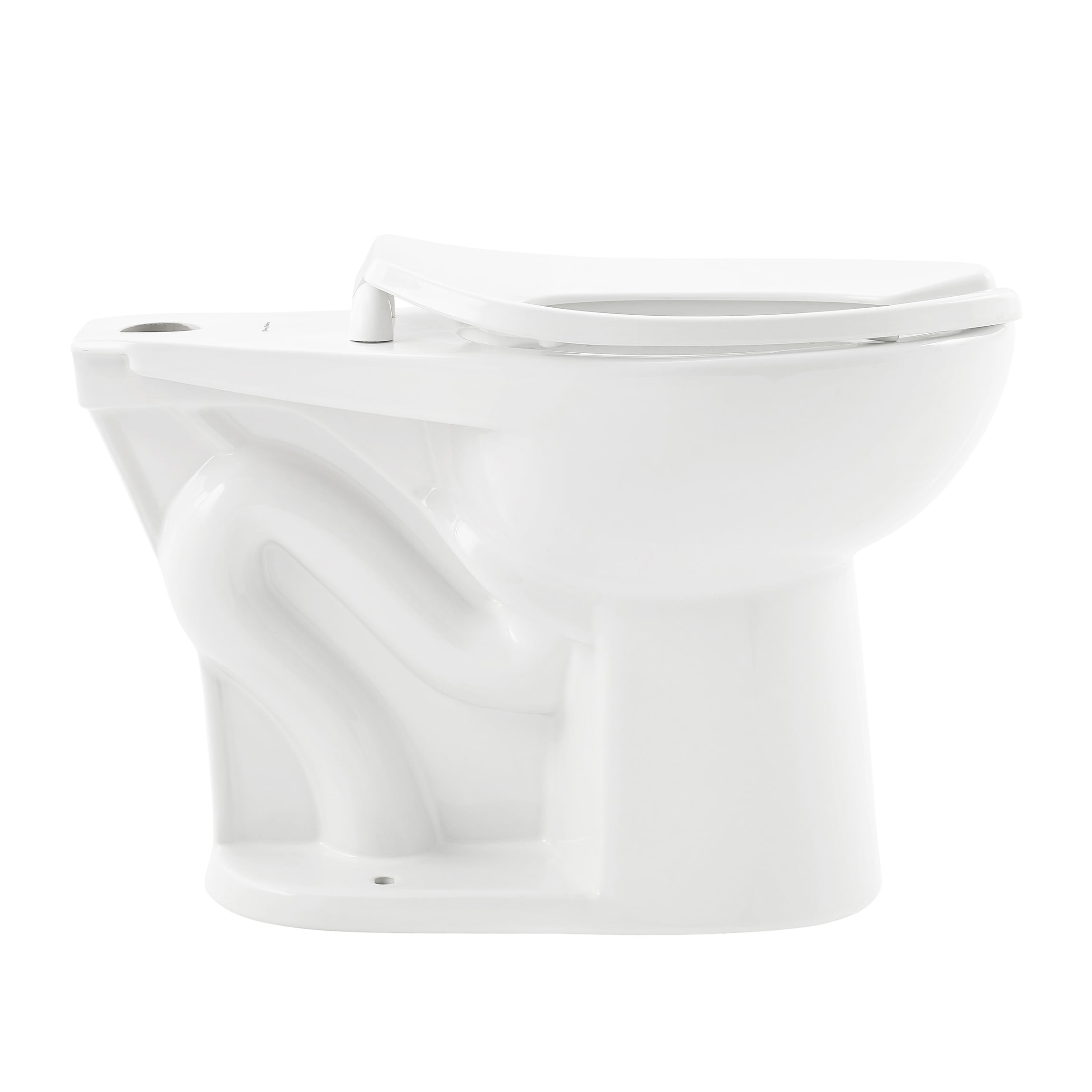Taza de baño alargada en blanco brillante Swiss Madison Chalon con altura estándar de 7 pulgadas de desagüe.