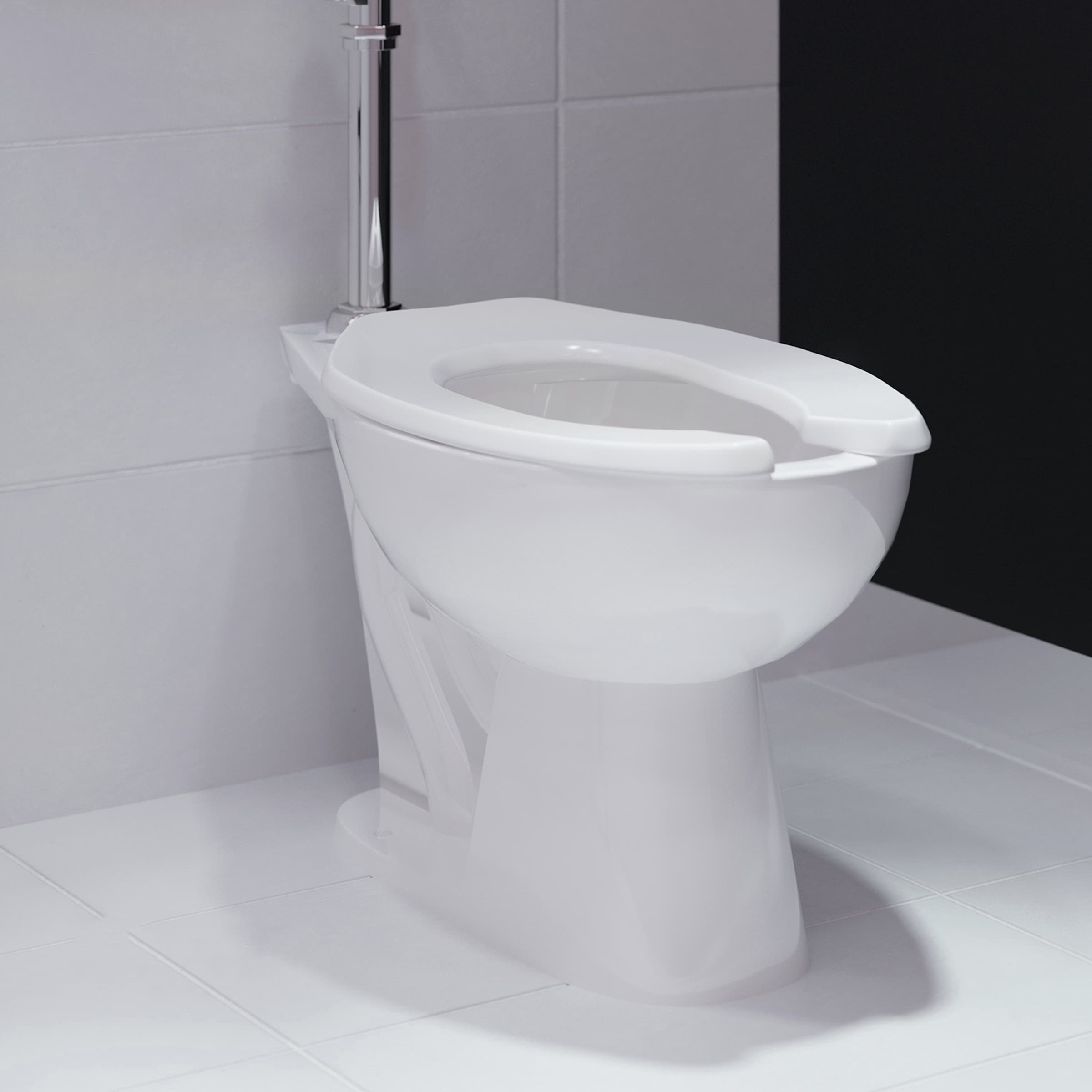 Taza de baño alargada en blanco brillante Swiss Madison Chalon con altura estándar de 7 pulgadas de desagüe.