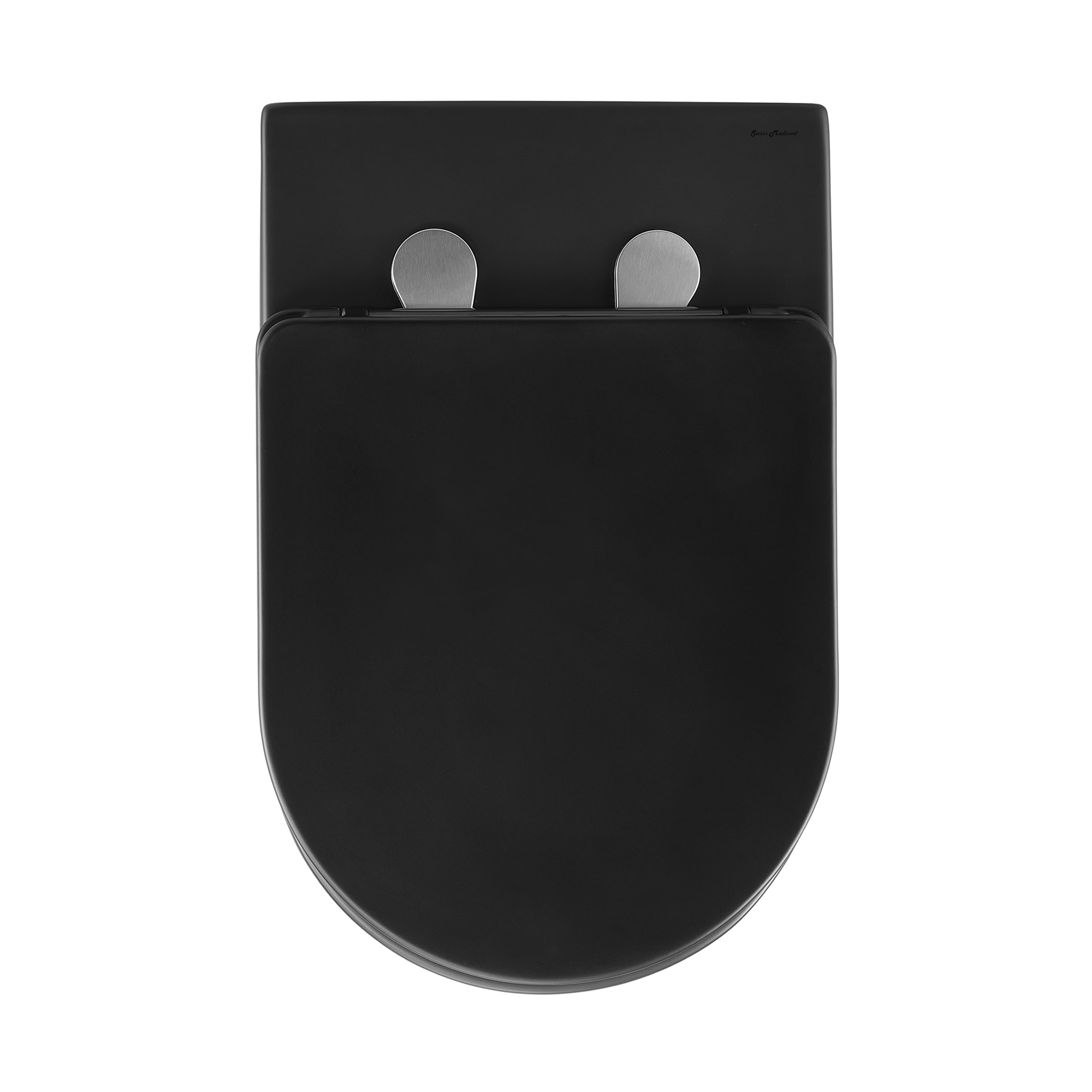 Taza para inodoro Swiss Madison Angers en negro mate con altura estándar alargada de 7 pulgadas de separación bruta SM-25-WTANG04BK