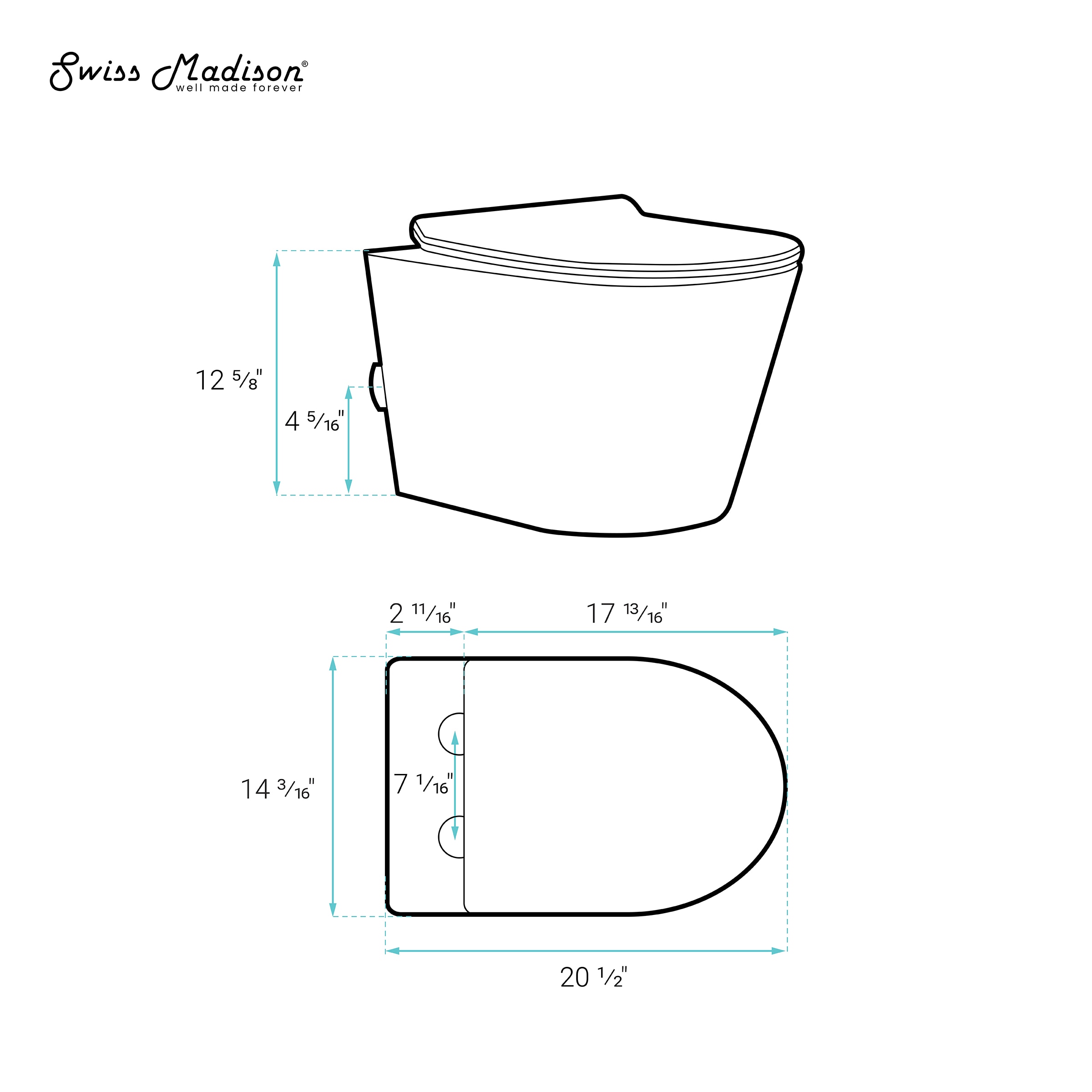 Taza de baño redonda de pared color blanco brillante Lucerna de Swiss Madison SM-25-BFLUC05WH