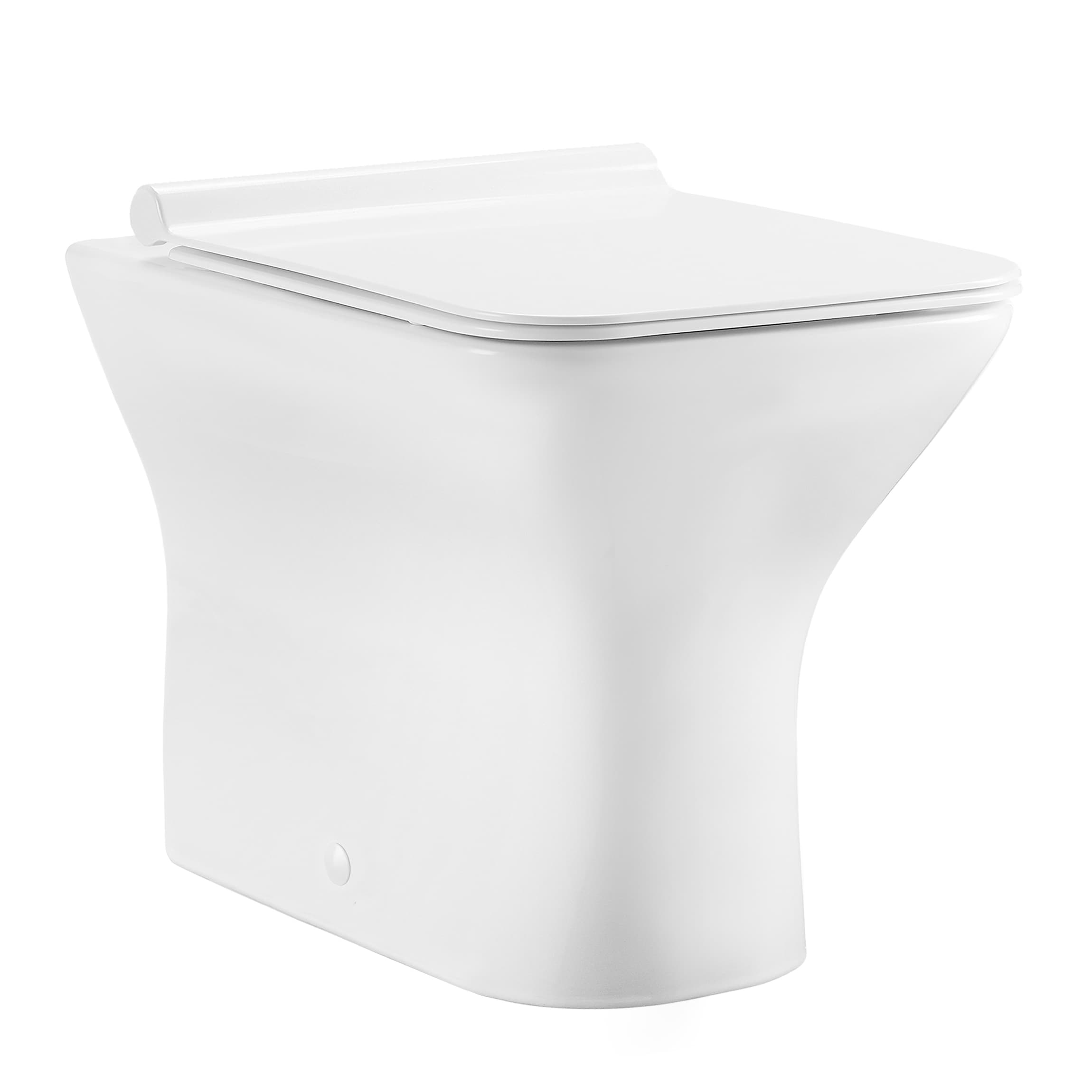 Taza de baño cuadrada de altura estándar en color blanco brillante Swiss Madison Charme 7 pulgadas de saliente SM-25-BFCHR05WH
