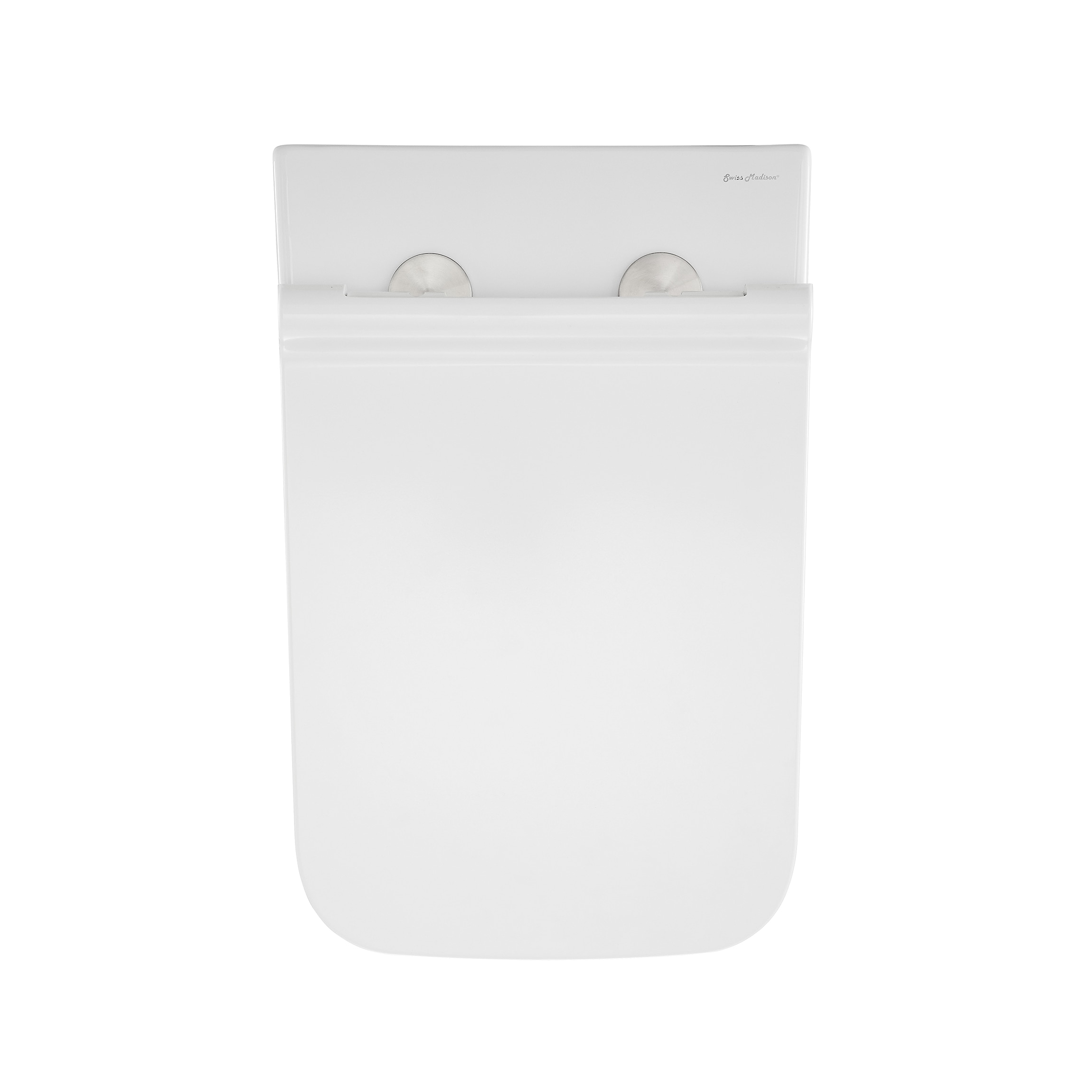 Taza de baño cuadrada de altura estándar en color blanco brillante Swiss Madison Charme 7 pulgadas de saliente SM-25-BFCHR05WH