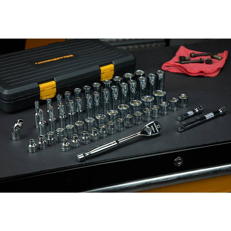 Juego de herramientas mecánicas GEARWRENCH 120XP de 3/8 pulgadas, con trinquete y dados estándar y profundos de 6 puntos SAE/métricos (56 piezas) - 80550P