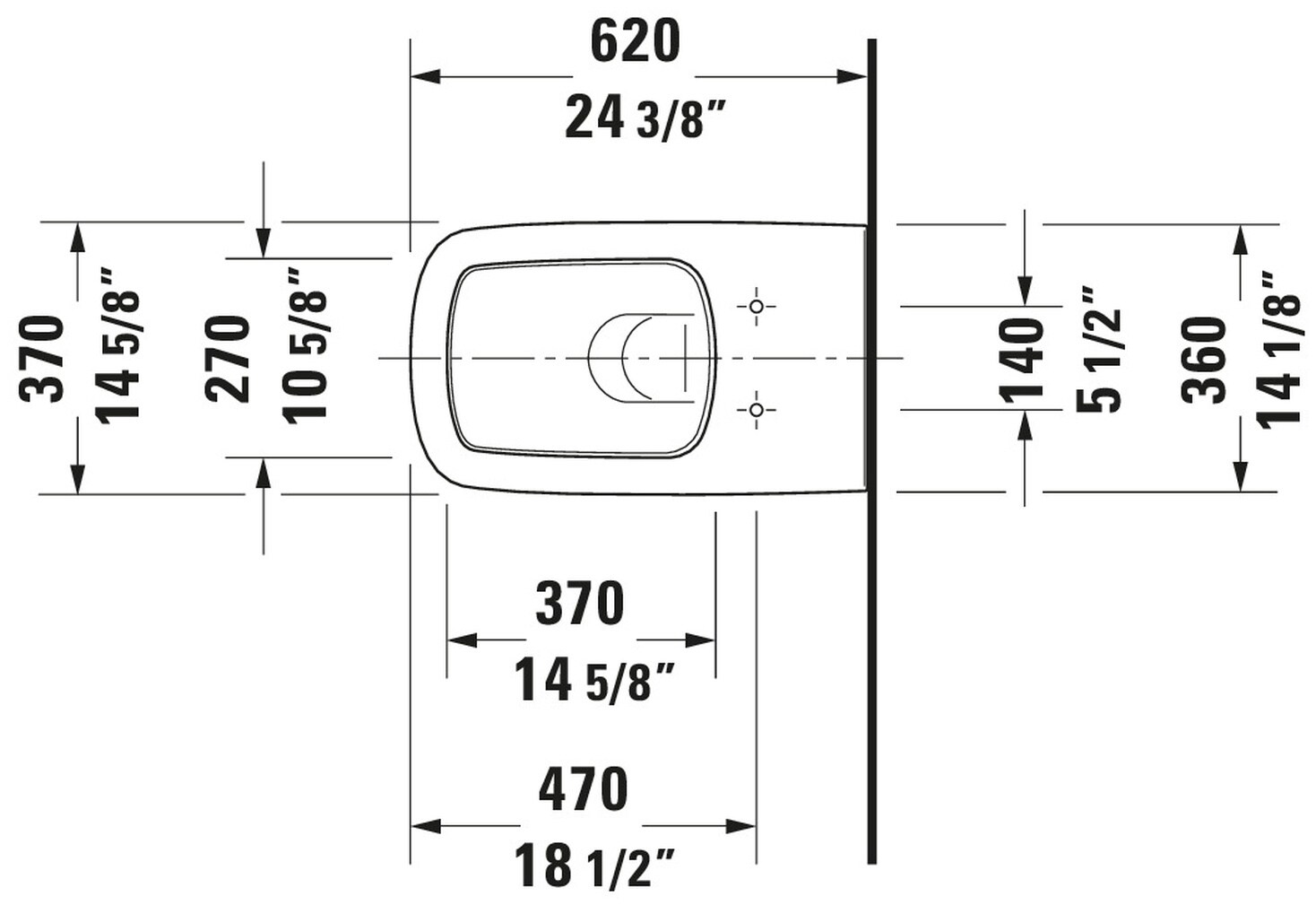 Taza de baño Duravit DuraStyle Blanca con forma alargada y altura estándar 2537090092