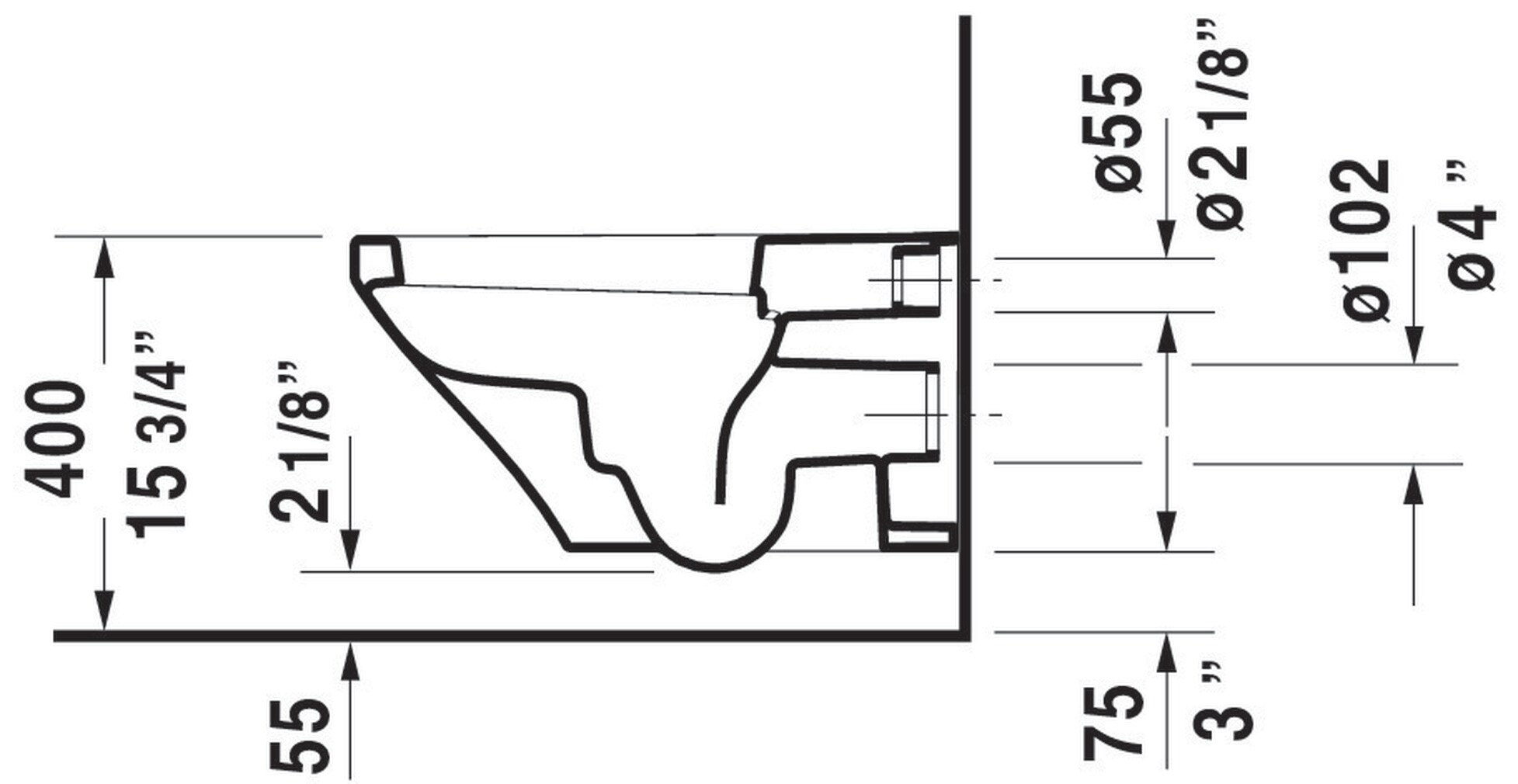 Taza de baño Duravit DuraStyle Blanca con forma alargada y altura estándar 2537090092