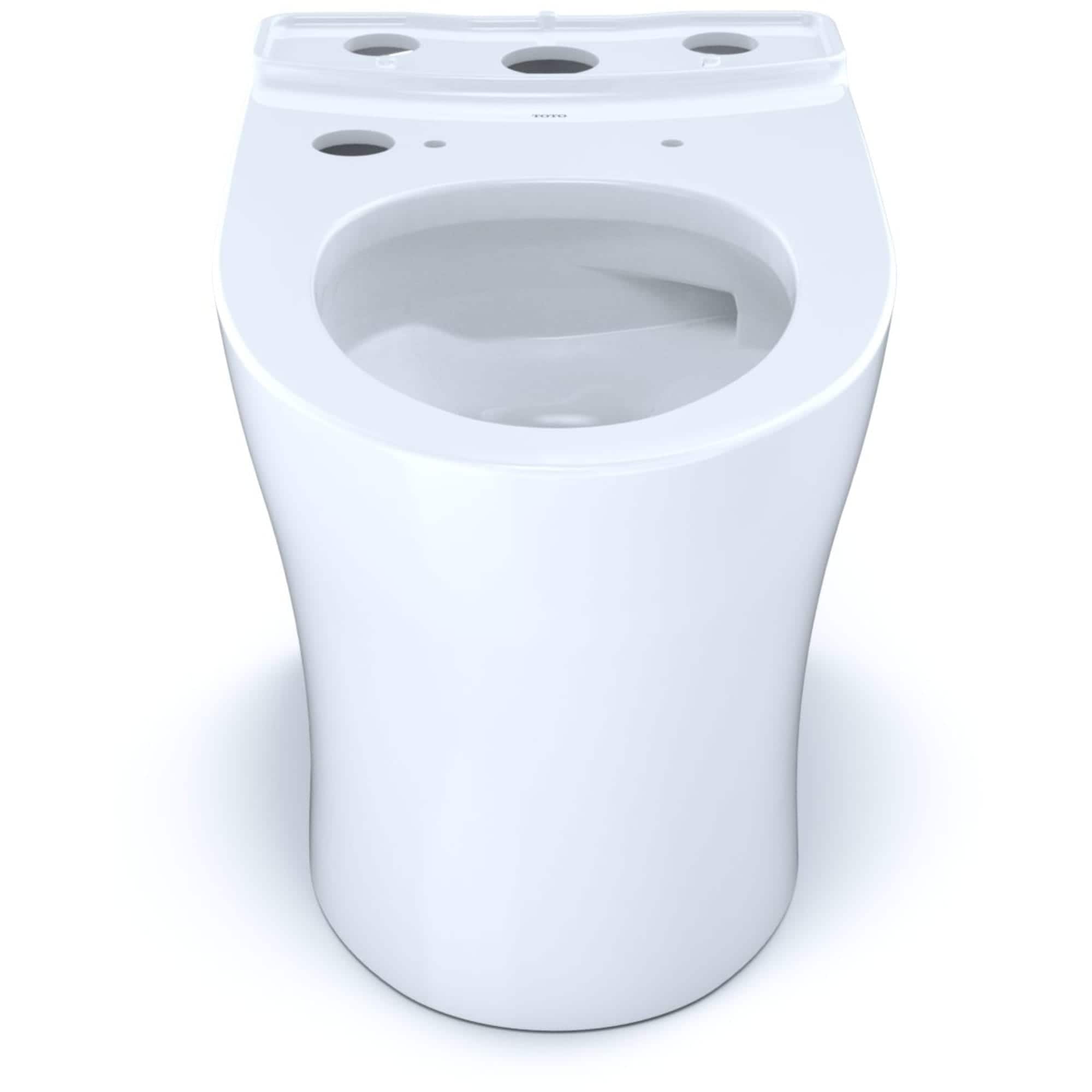 Taza de baño alargada en color blanco de algodón TOTO Aquia altura estándar con desagüe de 12 pulgadas.