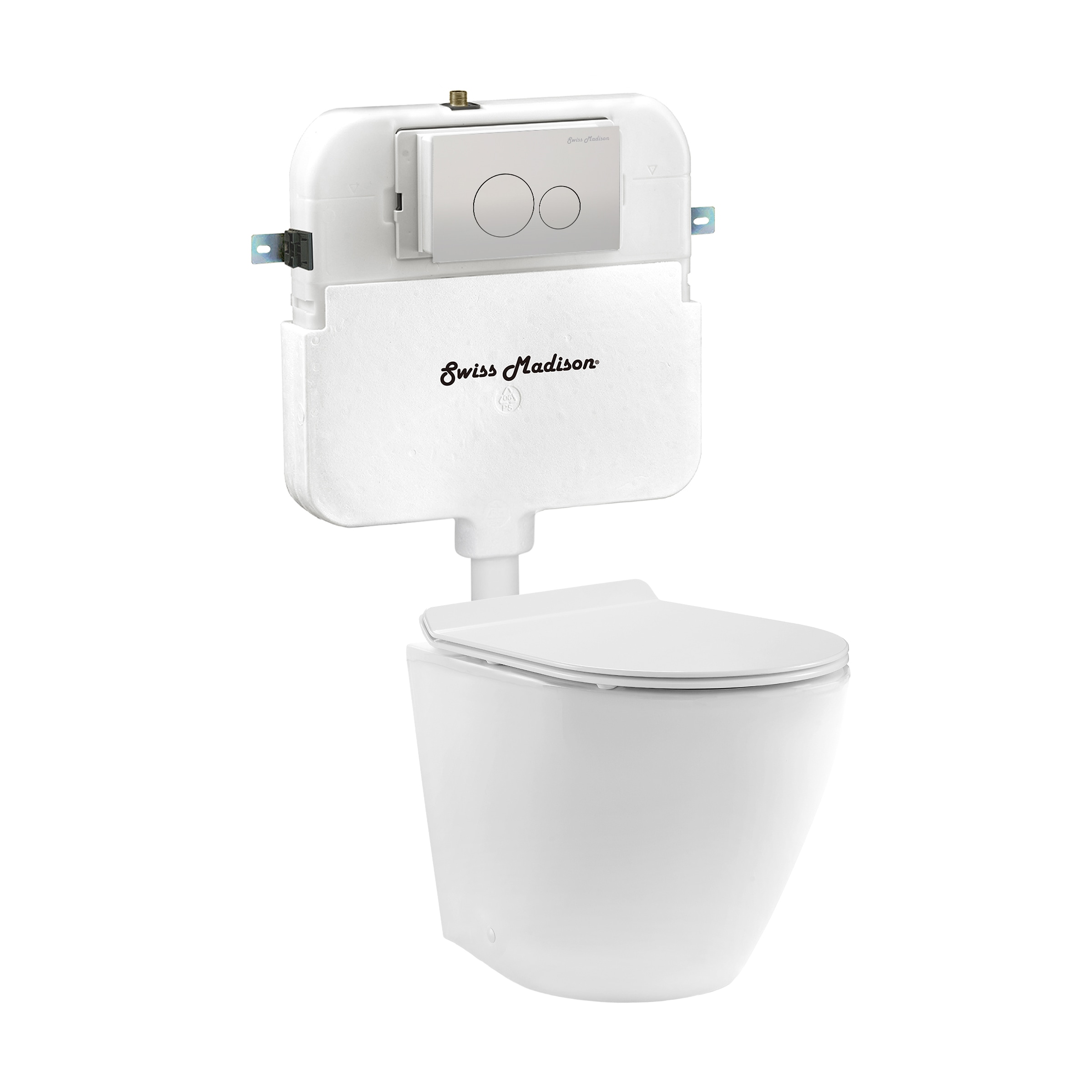 Inodoro Swiss Madison Angers Blanco Brillante alargado con Altura Estándar 7 pulgadas de Retroceso SM-25-WTANG03WH