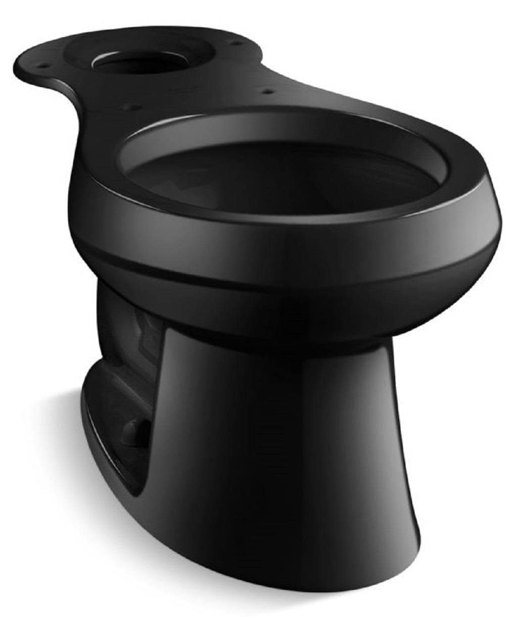 Taza de baño redonda en negro negro KOHLER Wellworth altura estándar 12 pulgadas de despeje 4197-7