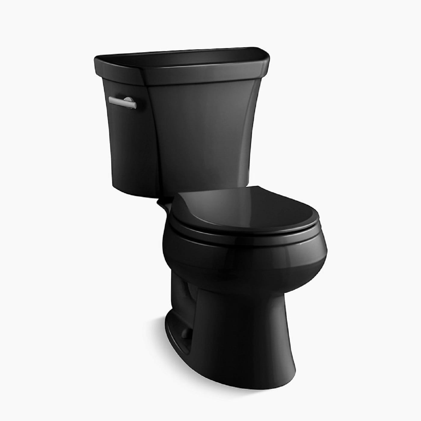 Taza de baño redonda en negro negro KOHLER Wellworth altura estándar 12 pulgadas de despeje 4197-7