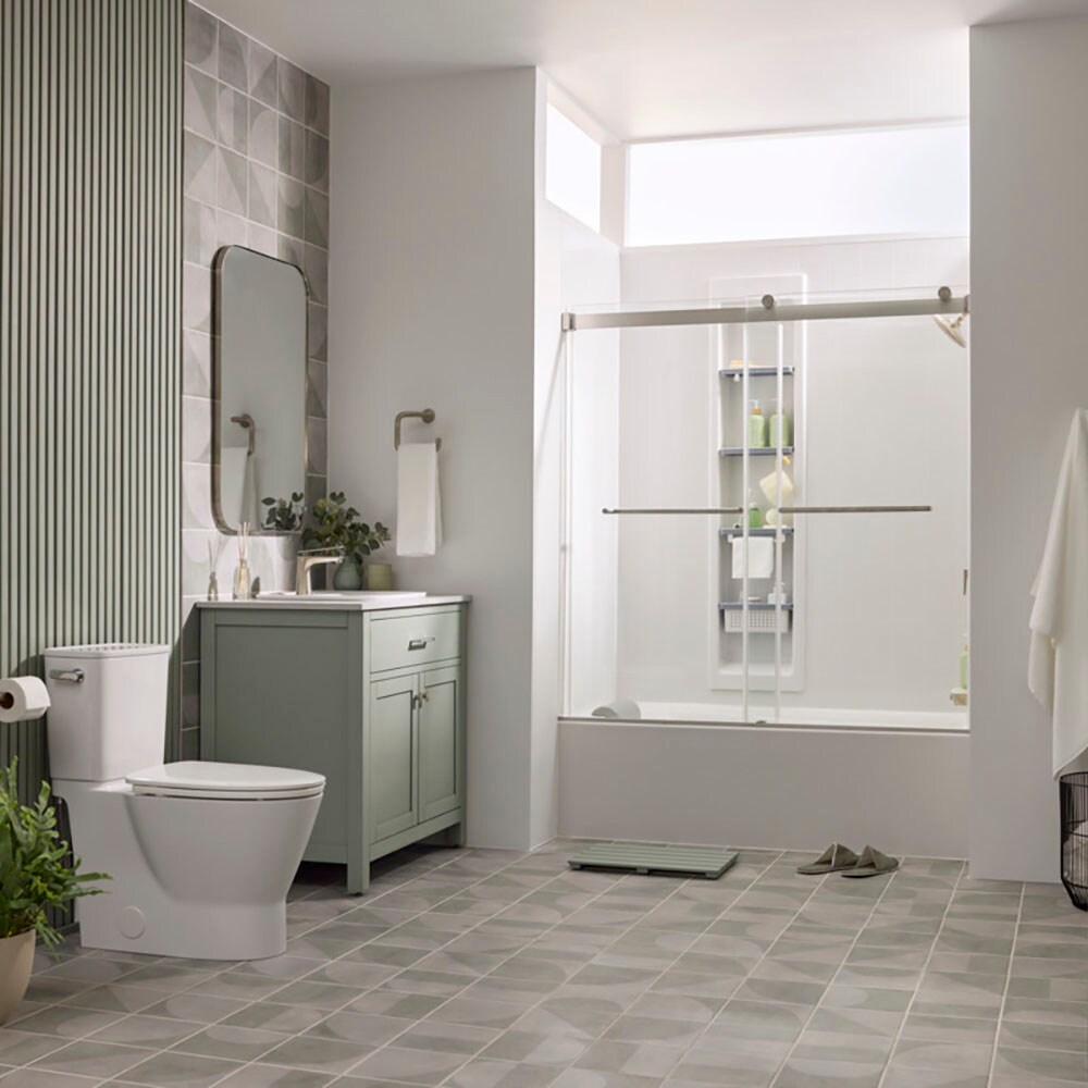 Taza de baño alargada de altura de silla en color blanco American Standard Aspirations, 12 pulgadas de alcance 3419A100.020.