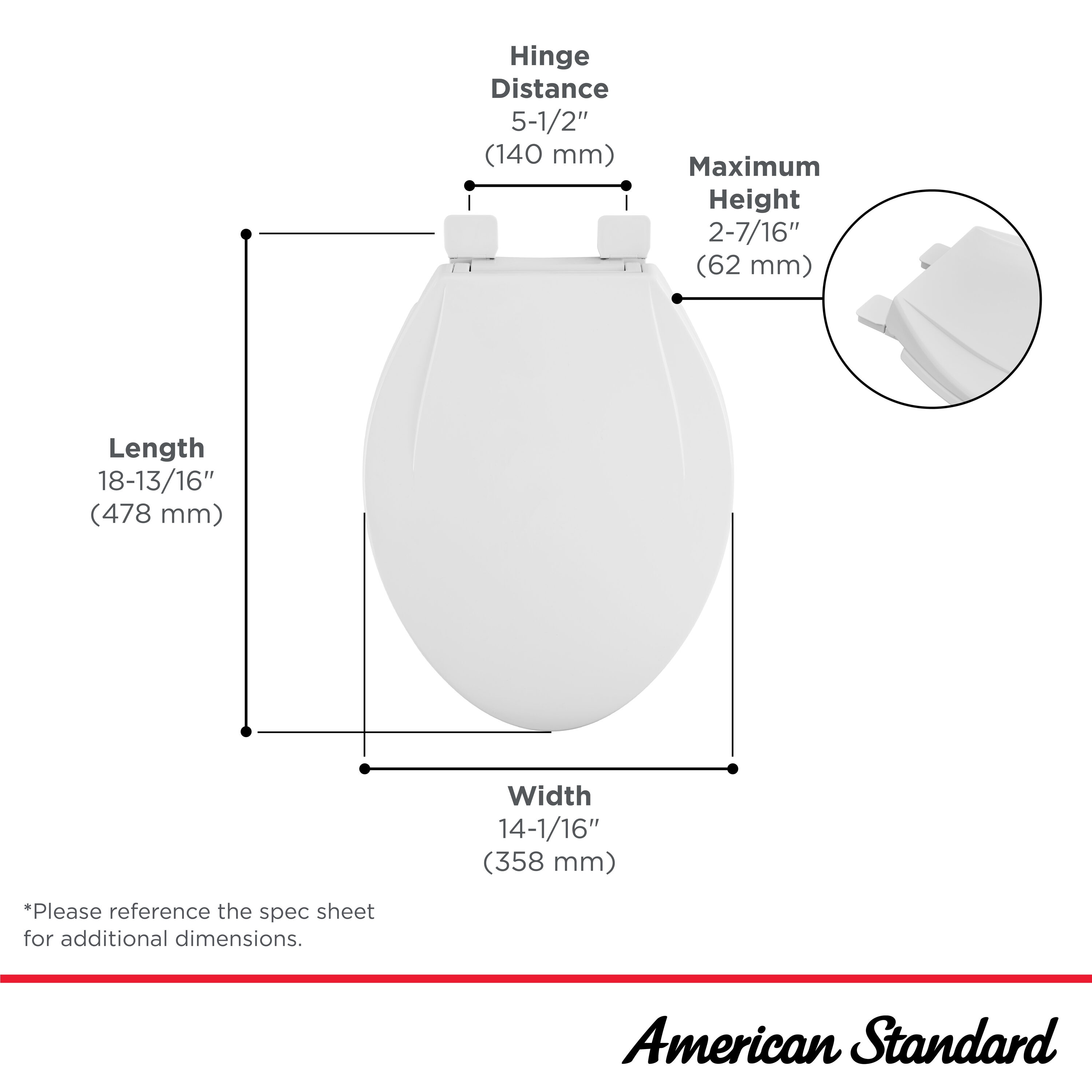 Asiento de Inodoro alargado de plástico resistente MightyTuff American Standard Blanco con Cierre Suave