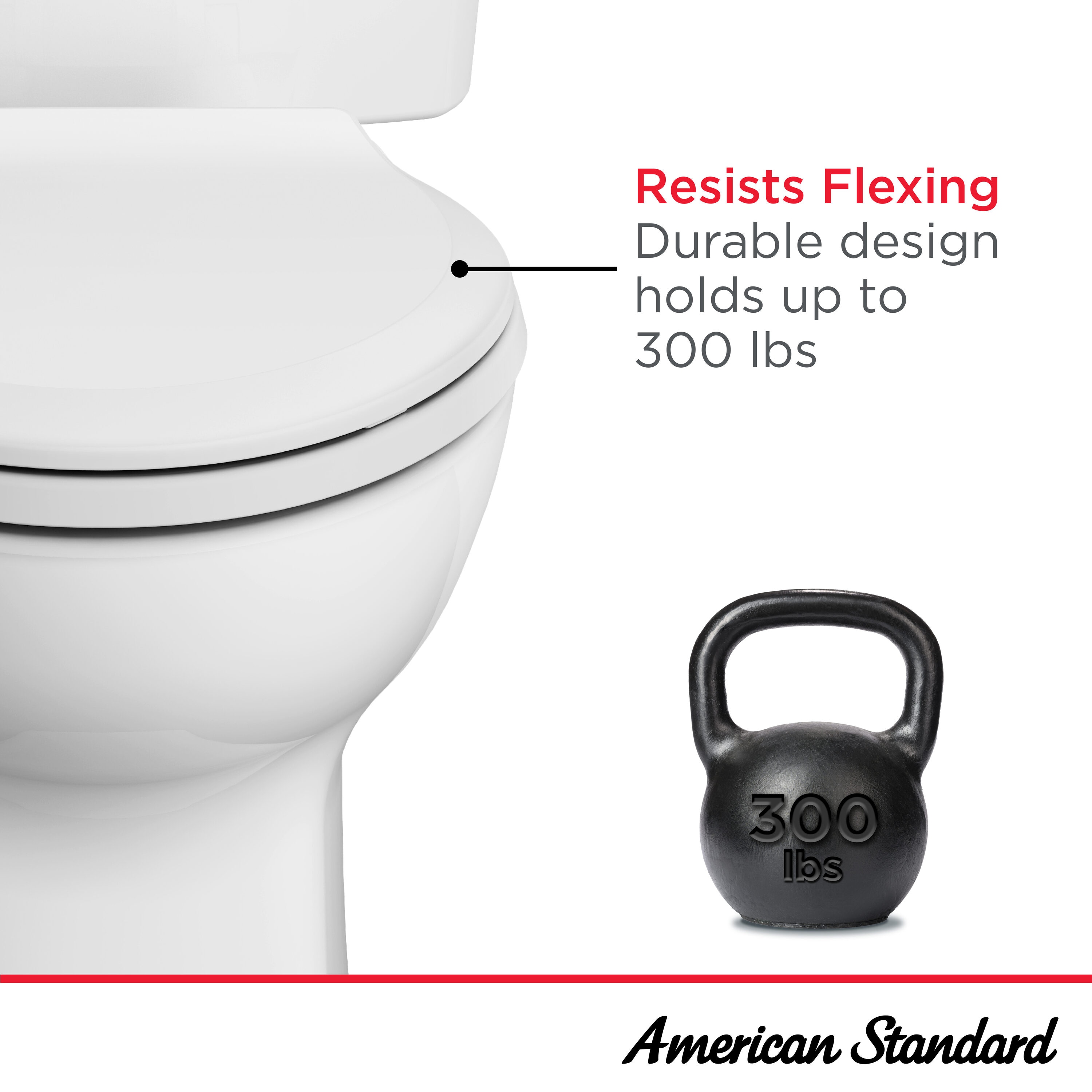 Asiento de Inodoro alargado de plástico resistente MightyTuff American Standard Blanco con Cierre Suave