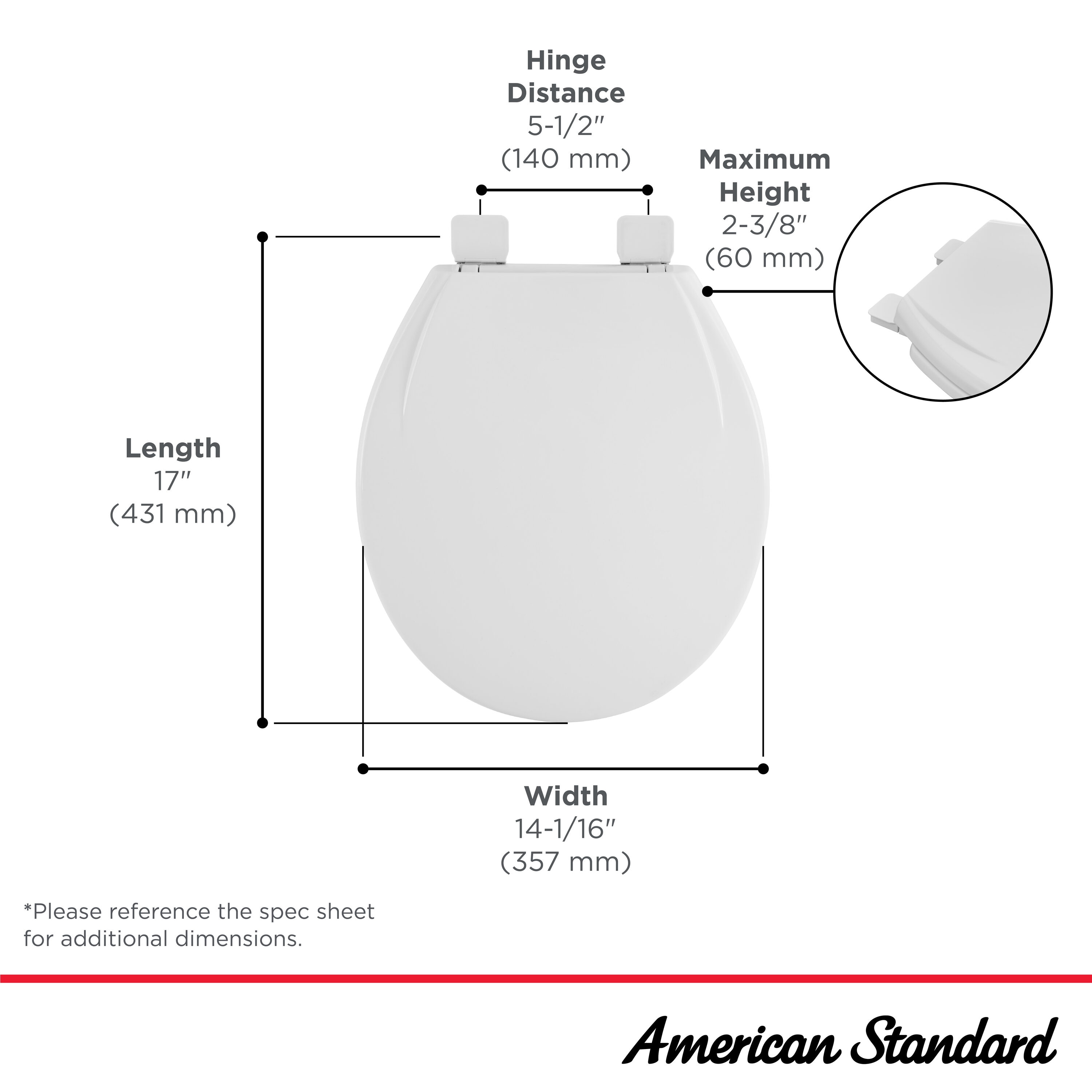 Asiento de inodoro redondo de plástico American Standard MightyTuff Blanco con cierre suave 5267B60CL.020