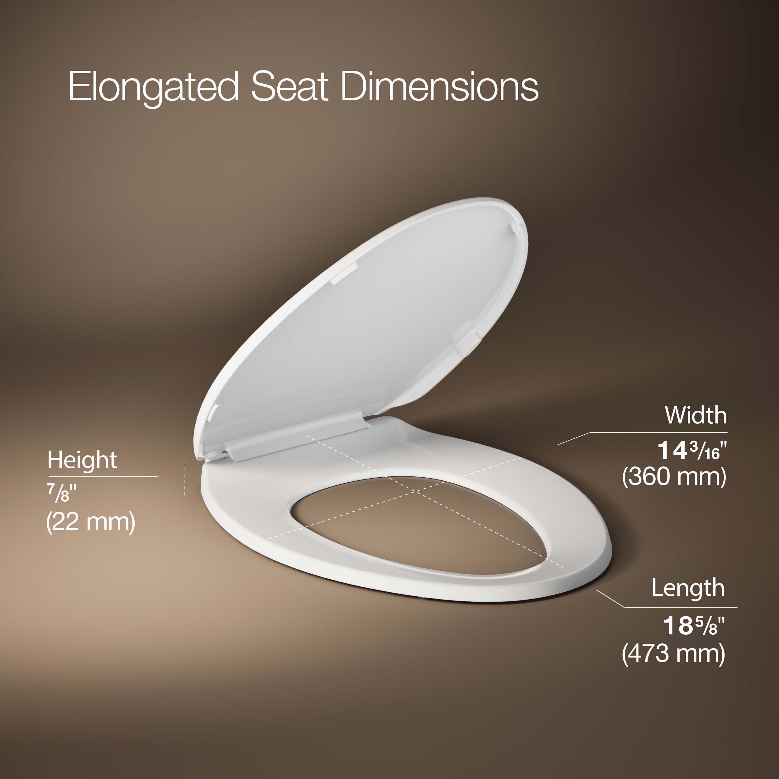 Asiento de Inodoro Alargado Blanco de Cierre Suave de Plástico KOHLER Brevia R20110-0