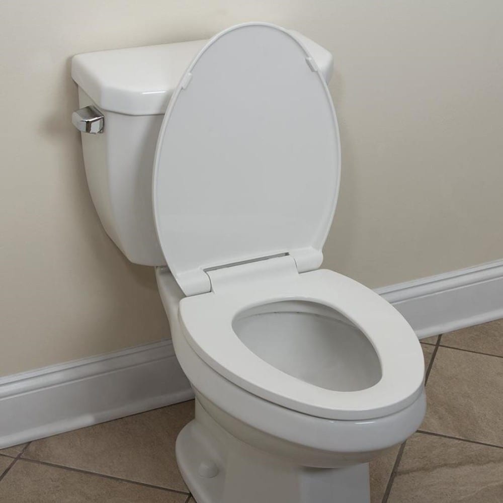 Asiento de baño alargado de plástico blanco de cierre suave Proyecto Fuente HY-PP03