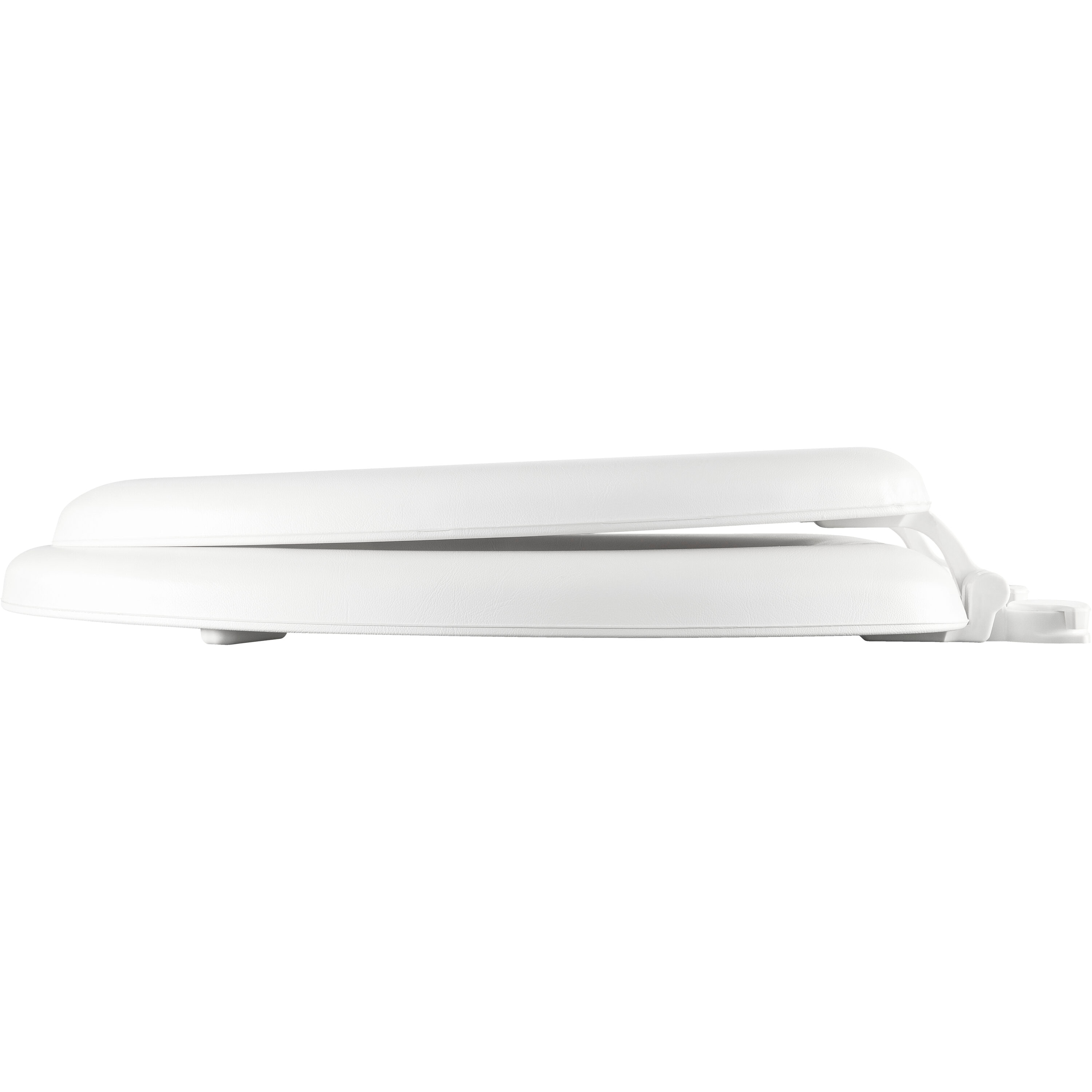 Asiento de baño acolchado alargado Mayfair de Bemis Eden en vinilo blanco 1713ECA 000