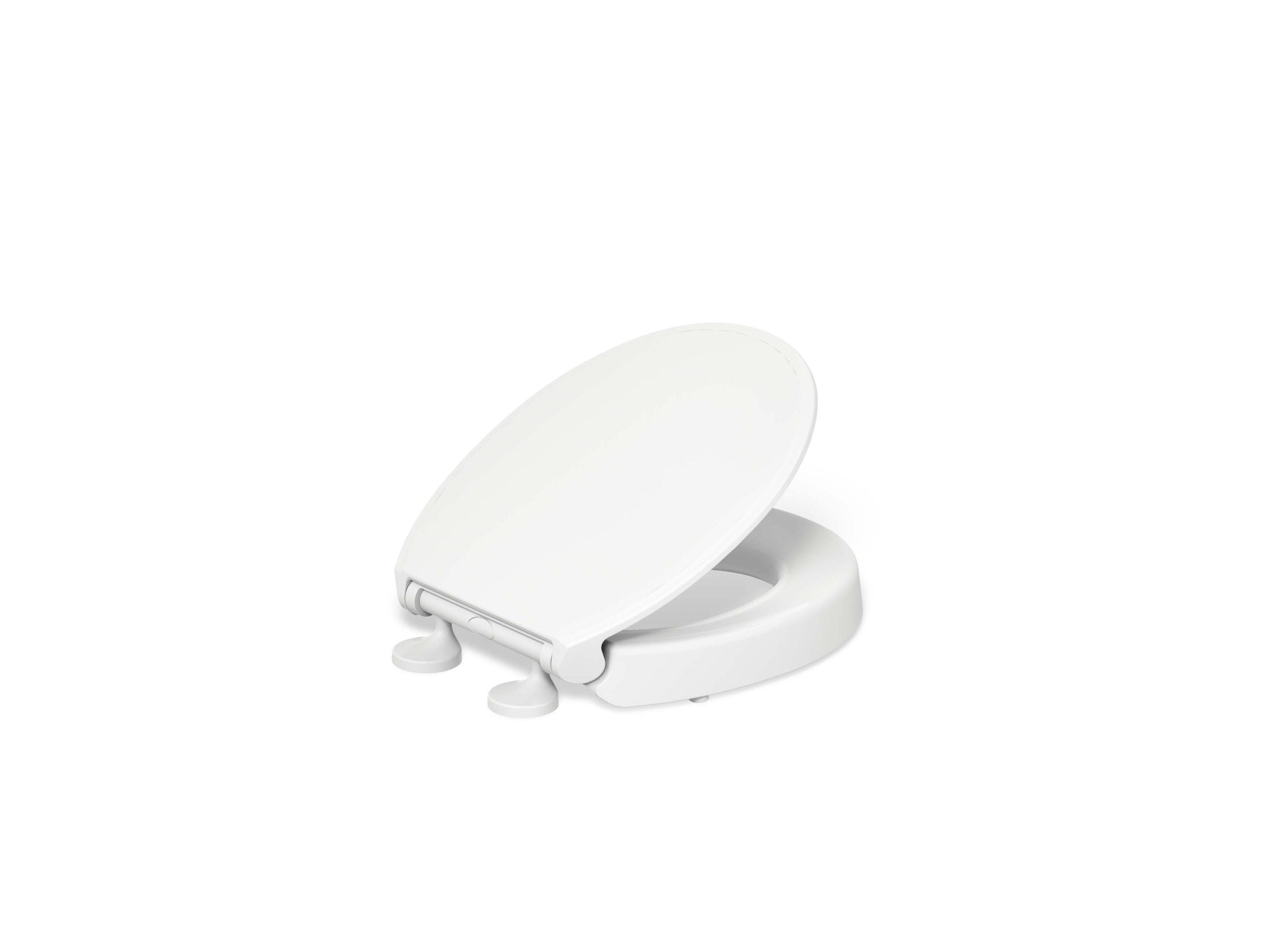 Asiento de inodoro alargado blanco de cierre suave de plástico de figura KOHLER 24295-A-0