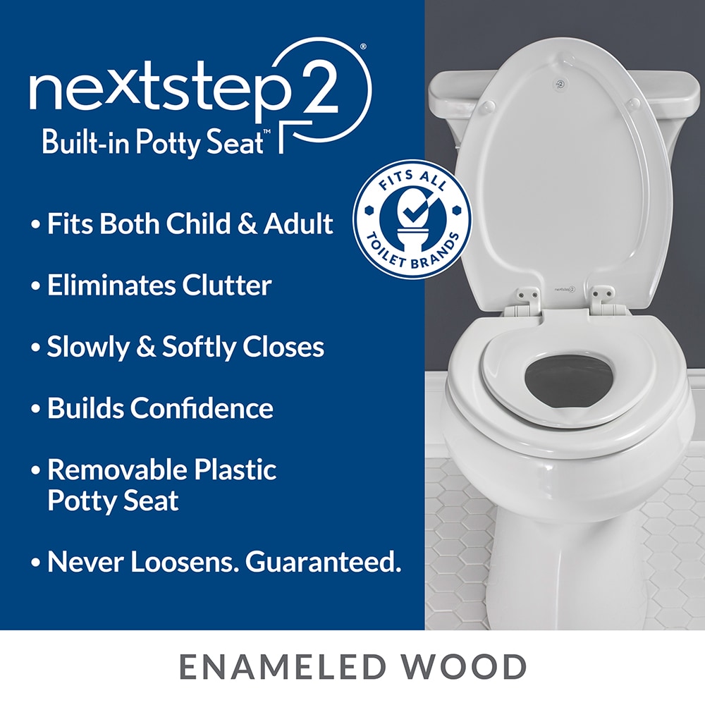 Asiento de Inodoro Alargado de Madera Blanca con Cierre Suave Mayfair de Bemis NextStep2 1788SLOWA 000