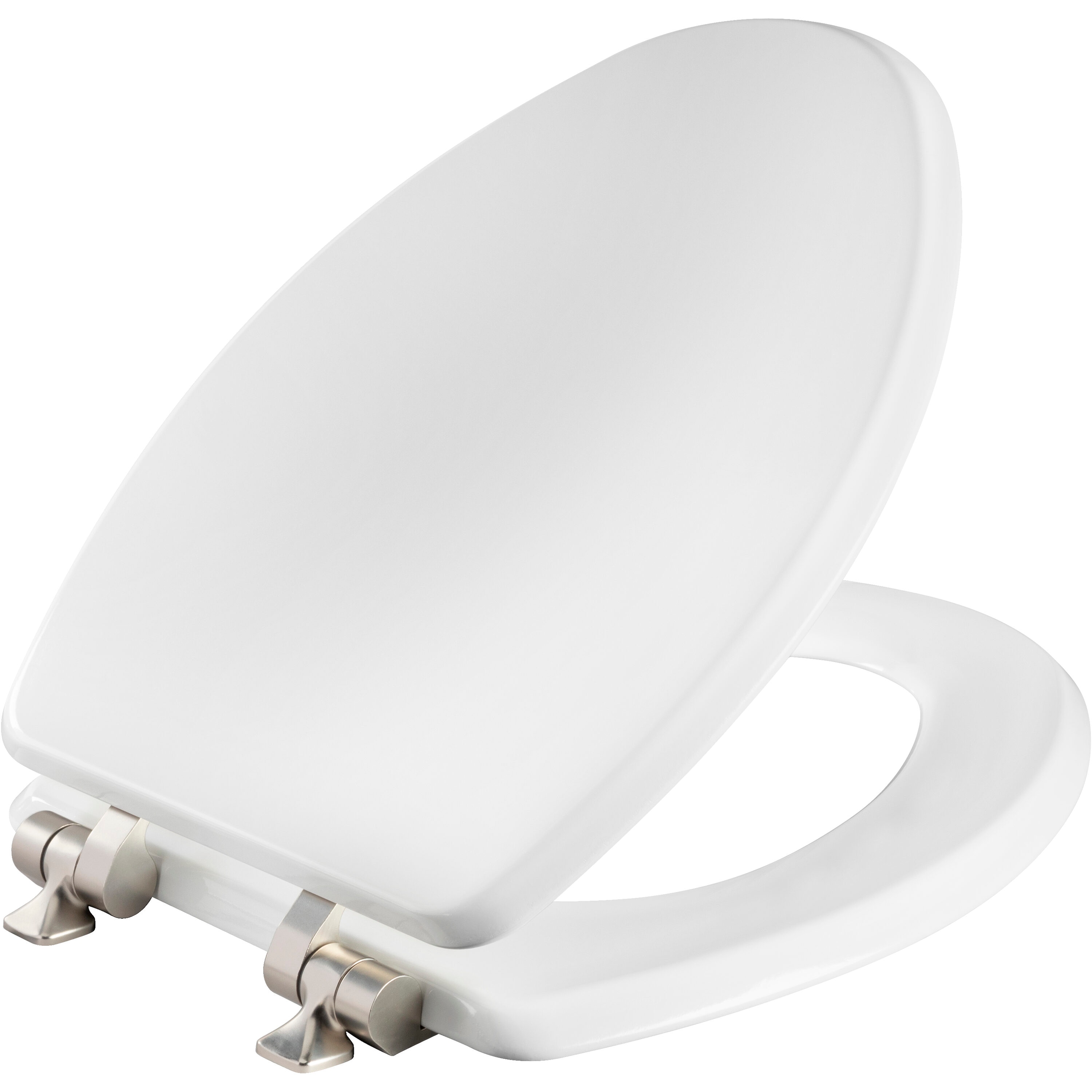 Asiento de baño alargado blanco de madera Benton de cierre suave Mayfair 1726BNSL 000