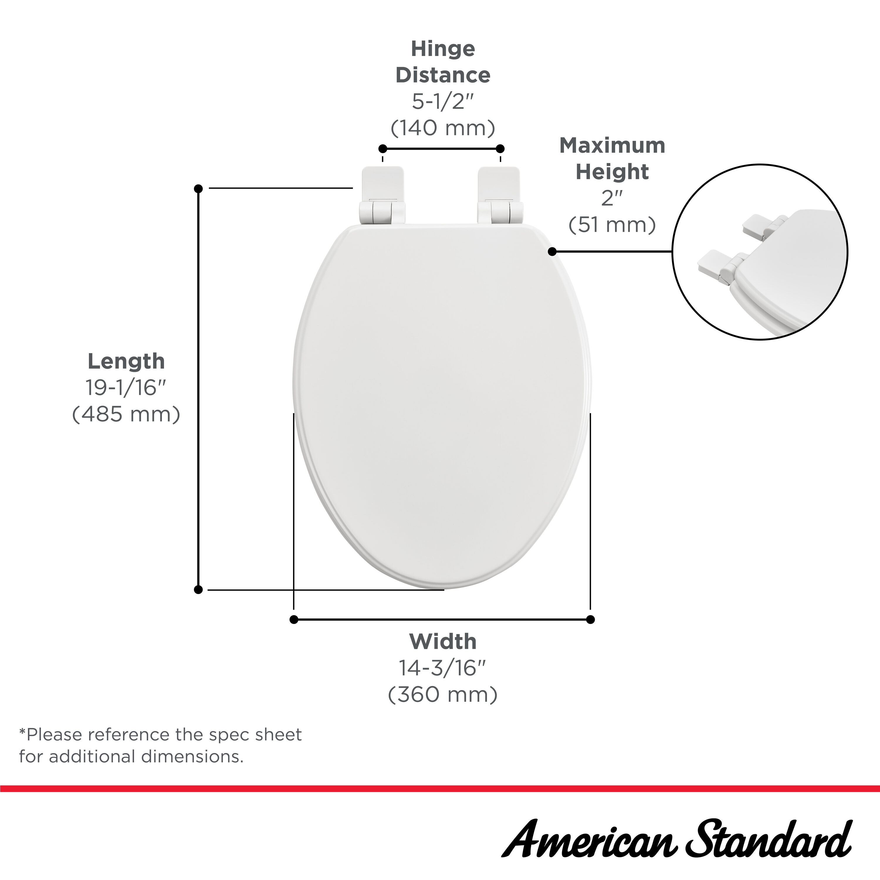 Asiento de baño alargado con cierre suave Moments Wood Blanco de American Standard