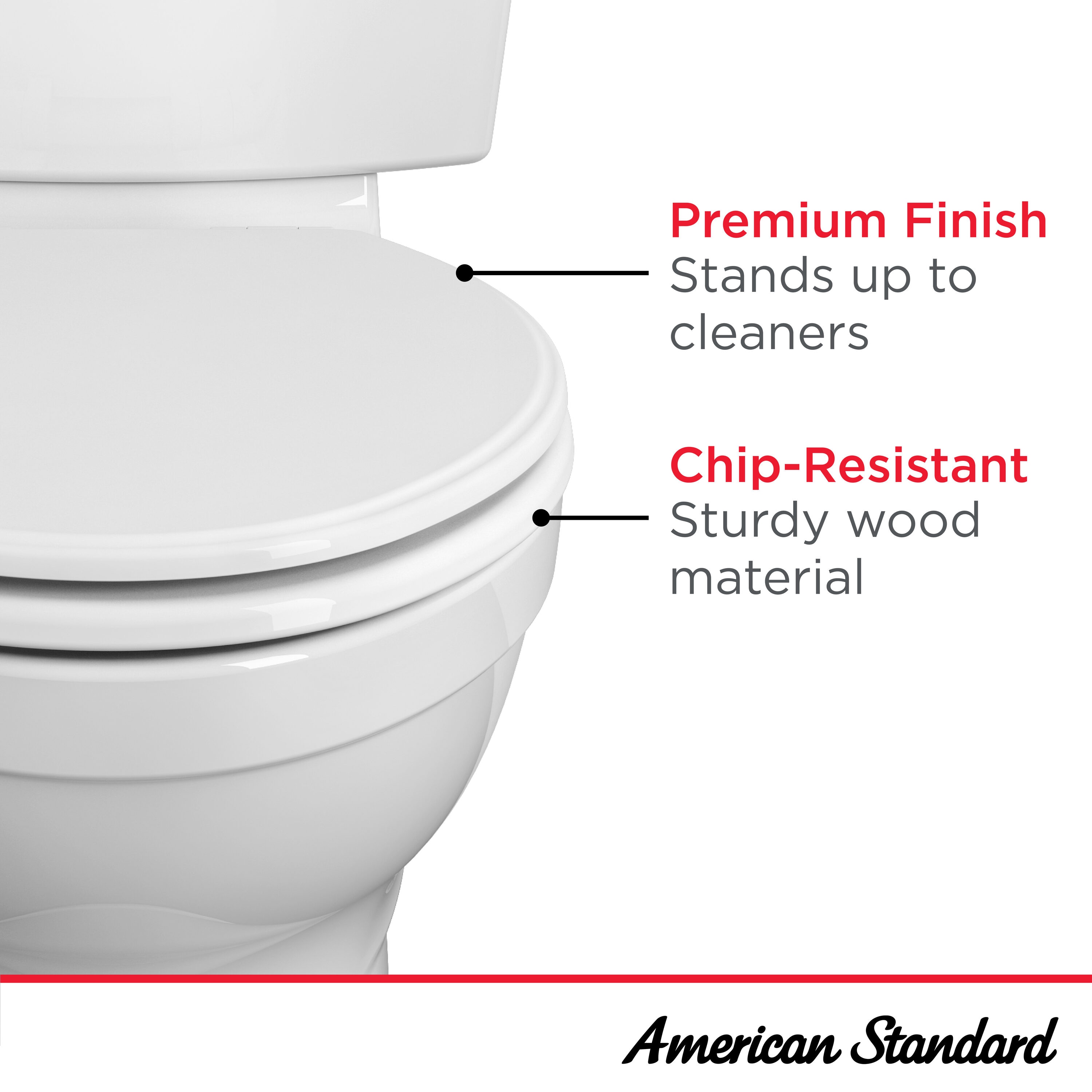 Asiento de baño alargado con cierre suave Moments Wood Blanco de American Standard