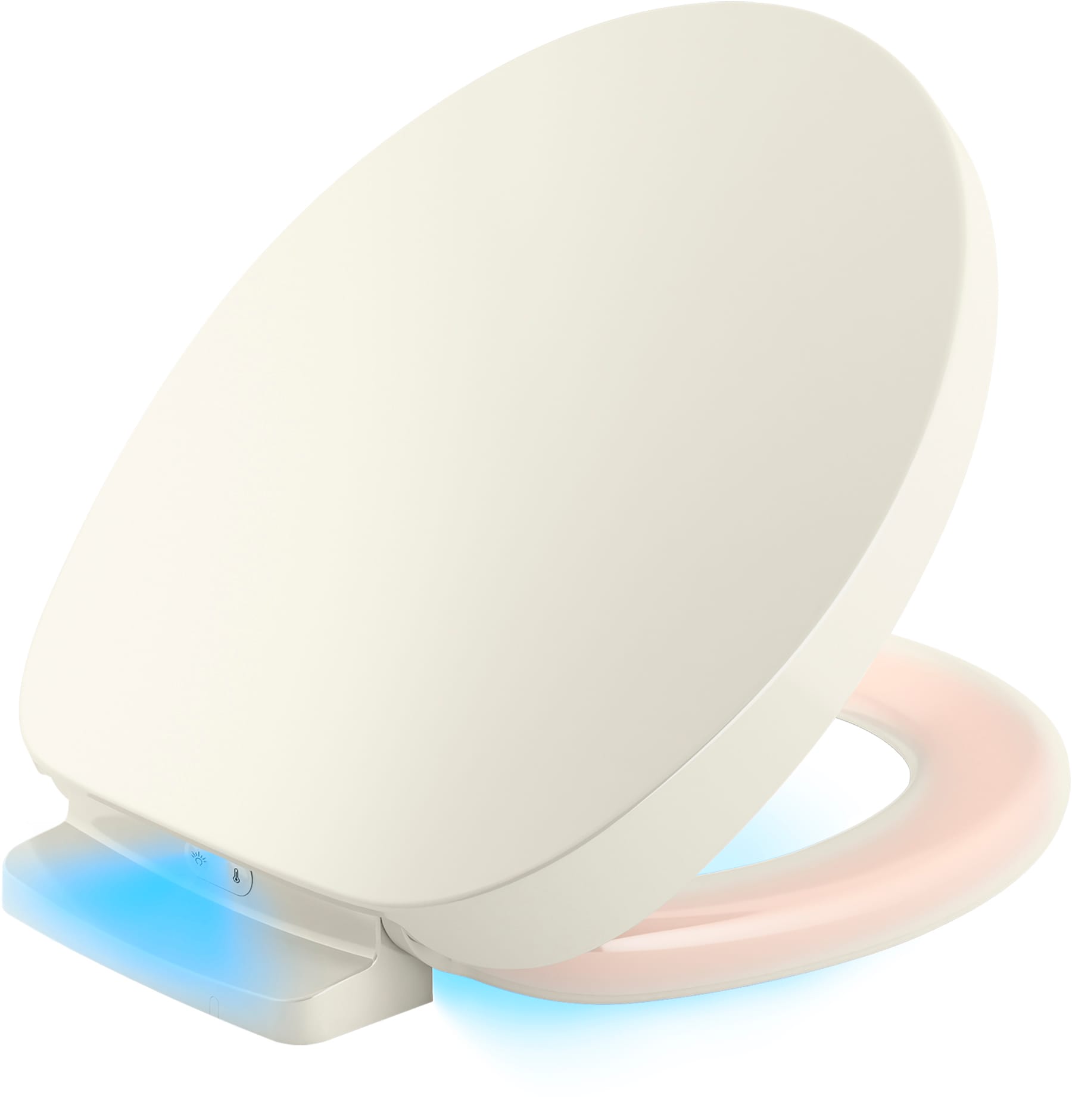 Asiento de baño con calefacción y cierre suave redondo en color galleta compatible con sistema inteligente PureWarmth de KOHLER K-10515-96