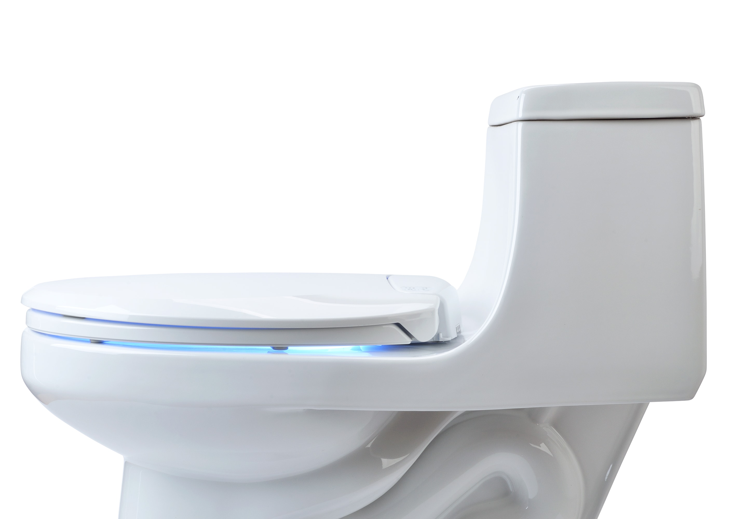 Asiento de baño redondo de plástico blanco con cierre suave y calentador Brondell LumaWarm L60-RW