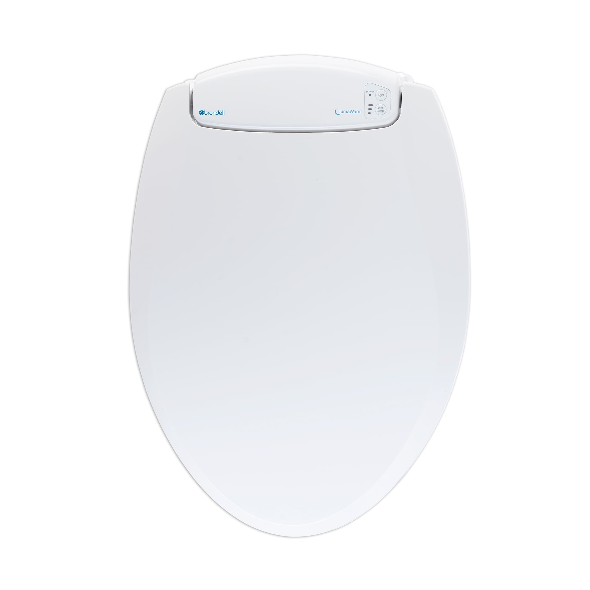 Asiento de baño redondo de plástico blanco con cierre suave y calentador Brondell LumaWarm L60-RW