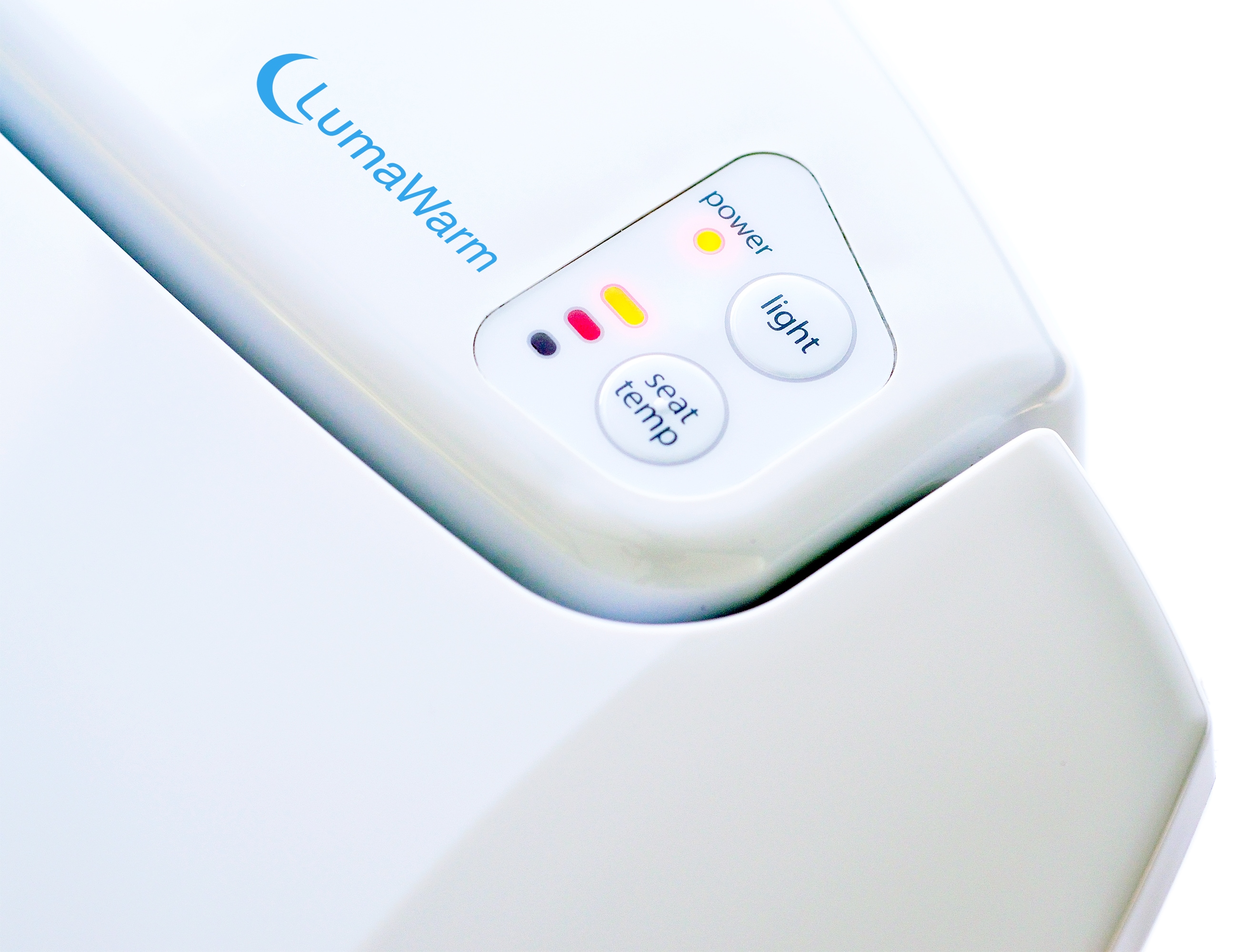 Asiento de baño redondo de plástico blanco con cierre suave y calentador Brondell LumaWarm L60-RW
