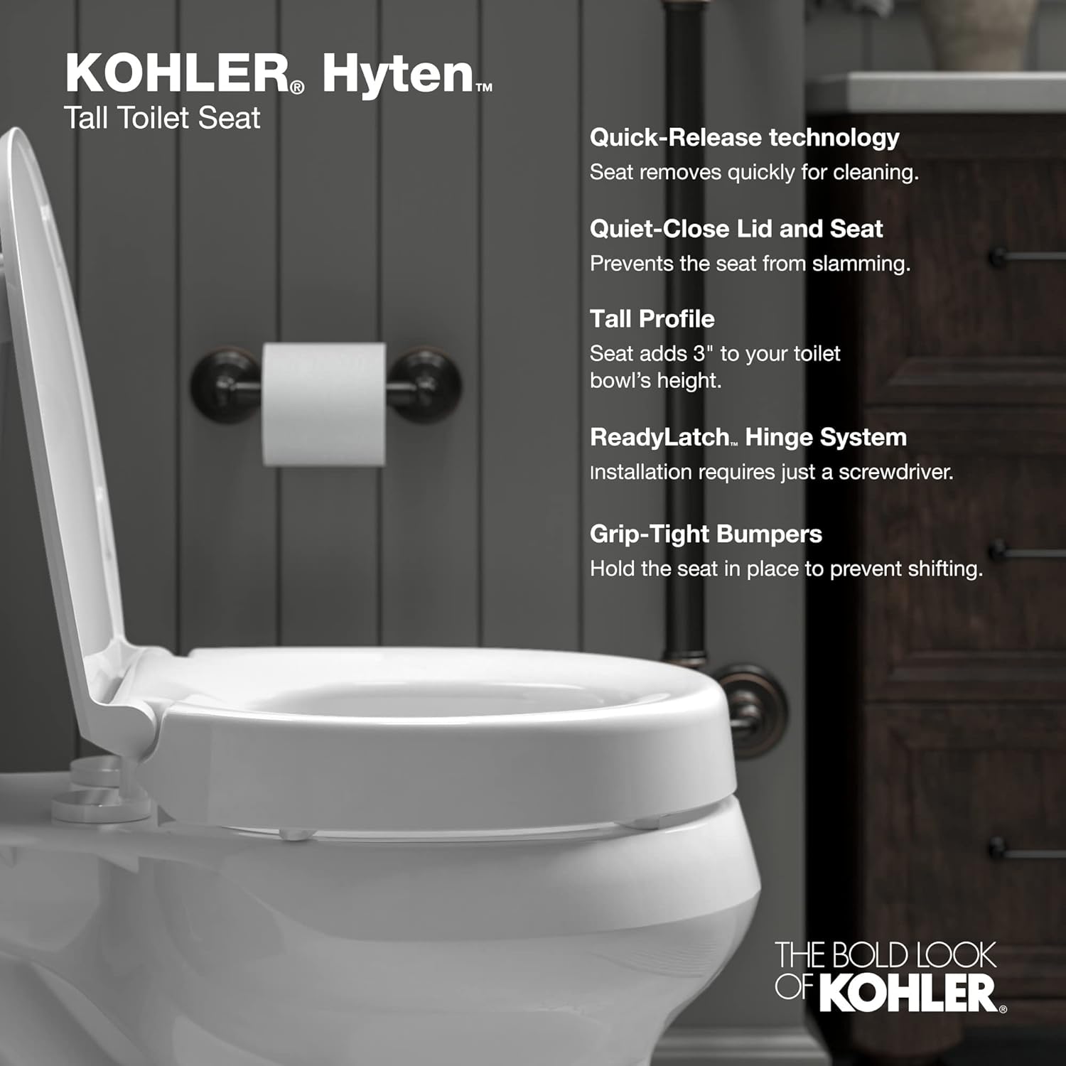 Asiento de Inodoro Redondo con Cierre Suave en Color Crema de Plástico KOHLER 25876-96