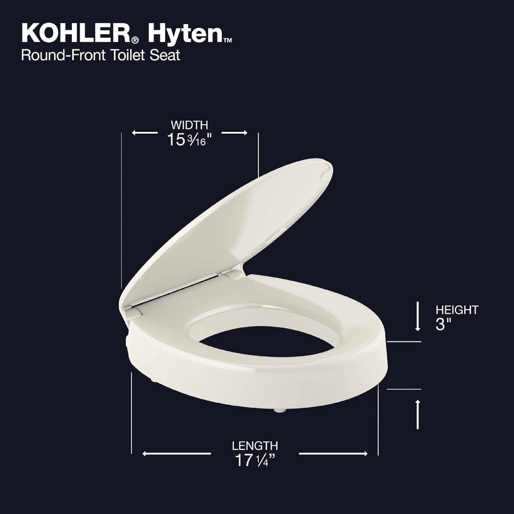 Asiento de Inodoro Redondo con Cierre Suave en Color Crema de Plástico KOHLER 25876-96