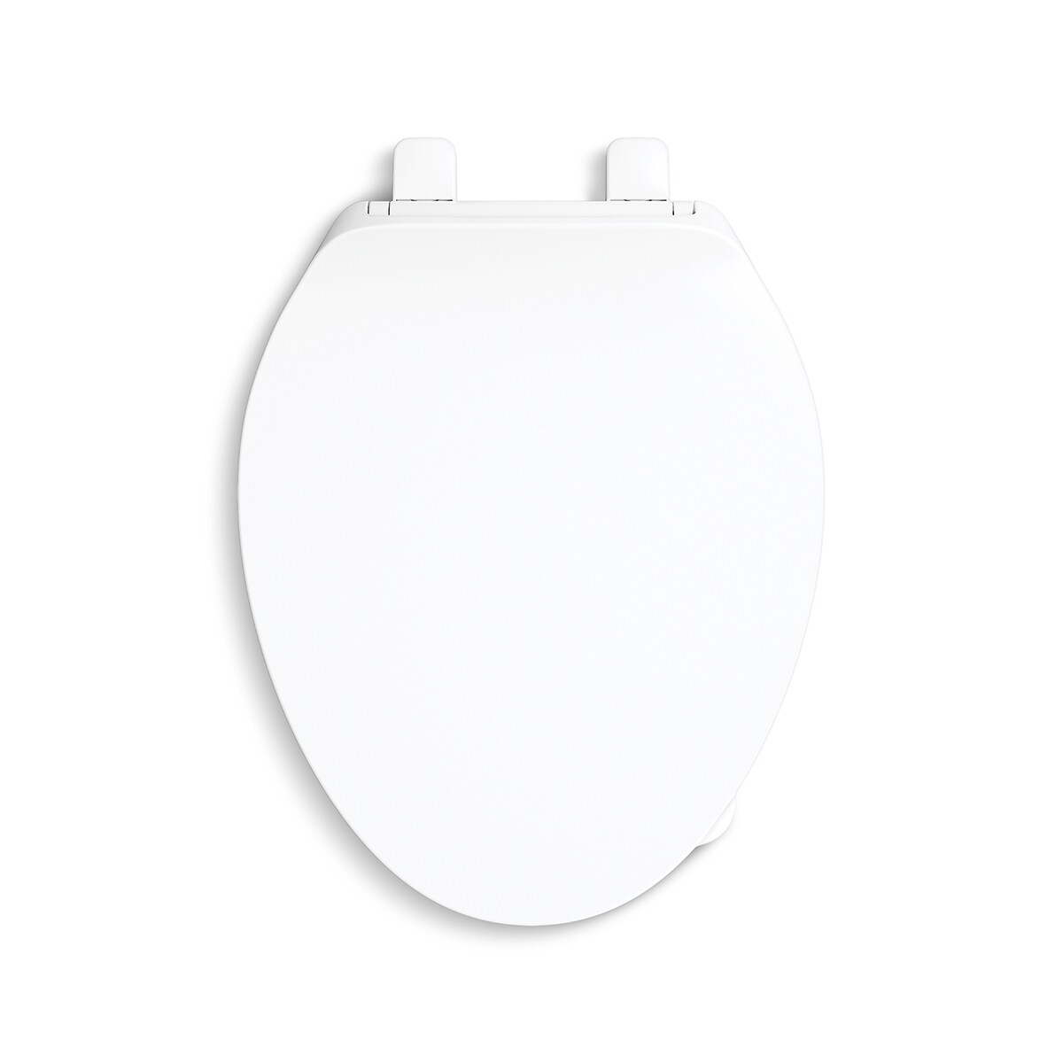 Asiento de inodoro alargado blanco con cierre suave Drift Tab de plástico KOHLER 29030-A-0