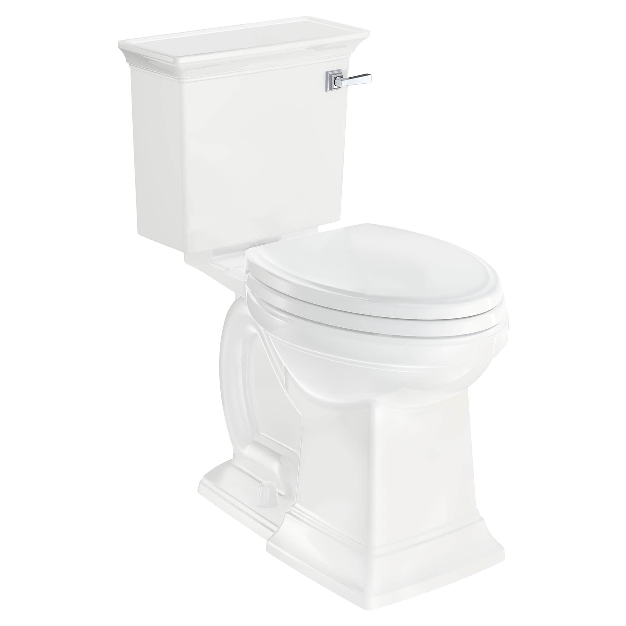 Asiento de inodoro alargado de cierre suave color blanco de plástico tradicional American Standard 5020A65G.020